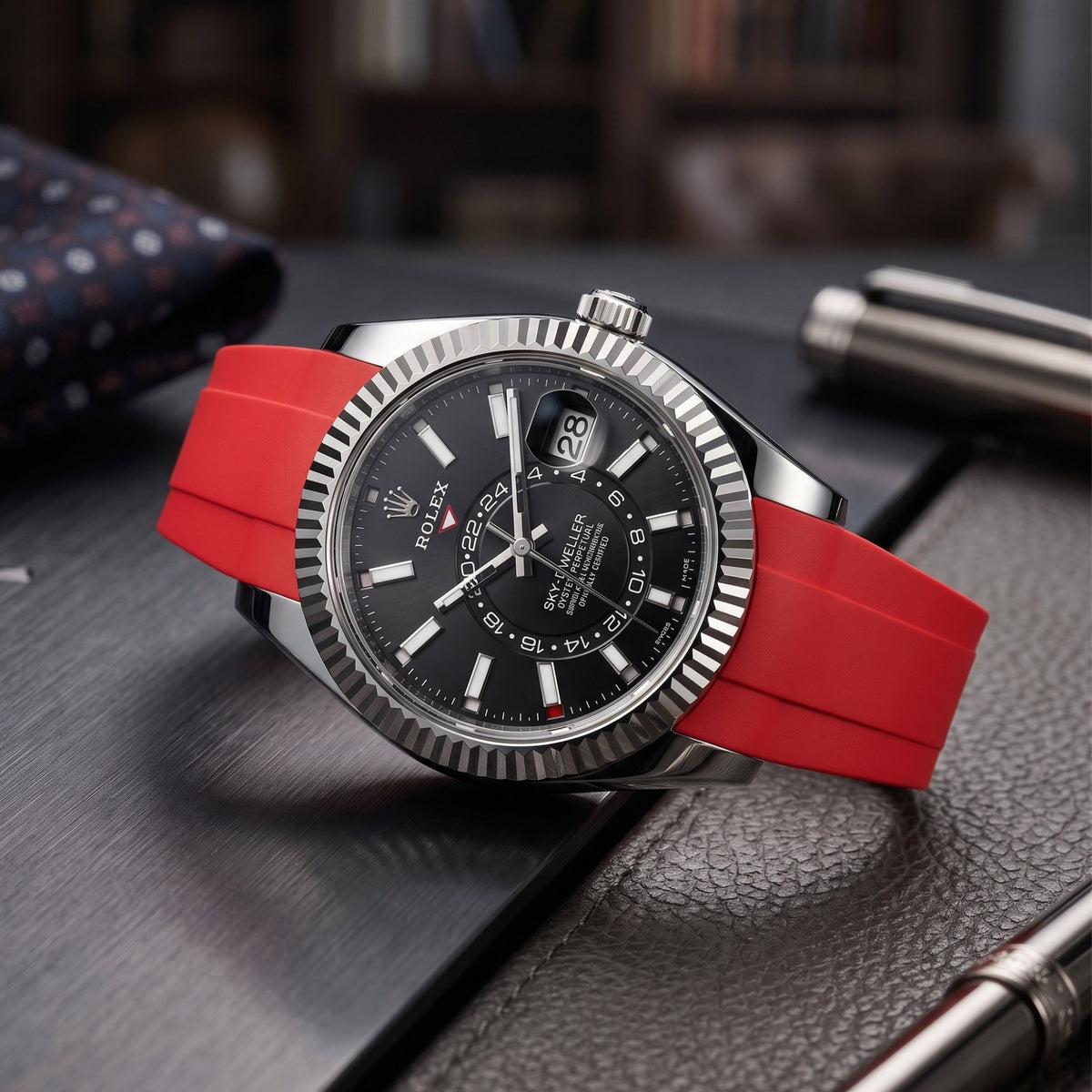 Rubber Strap - For Rolex Sky-Dweller - Red - Helvetus