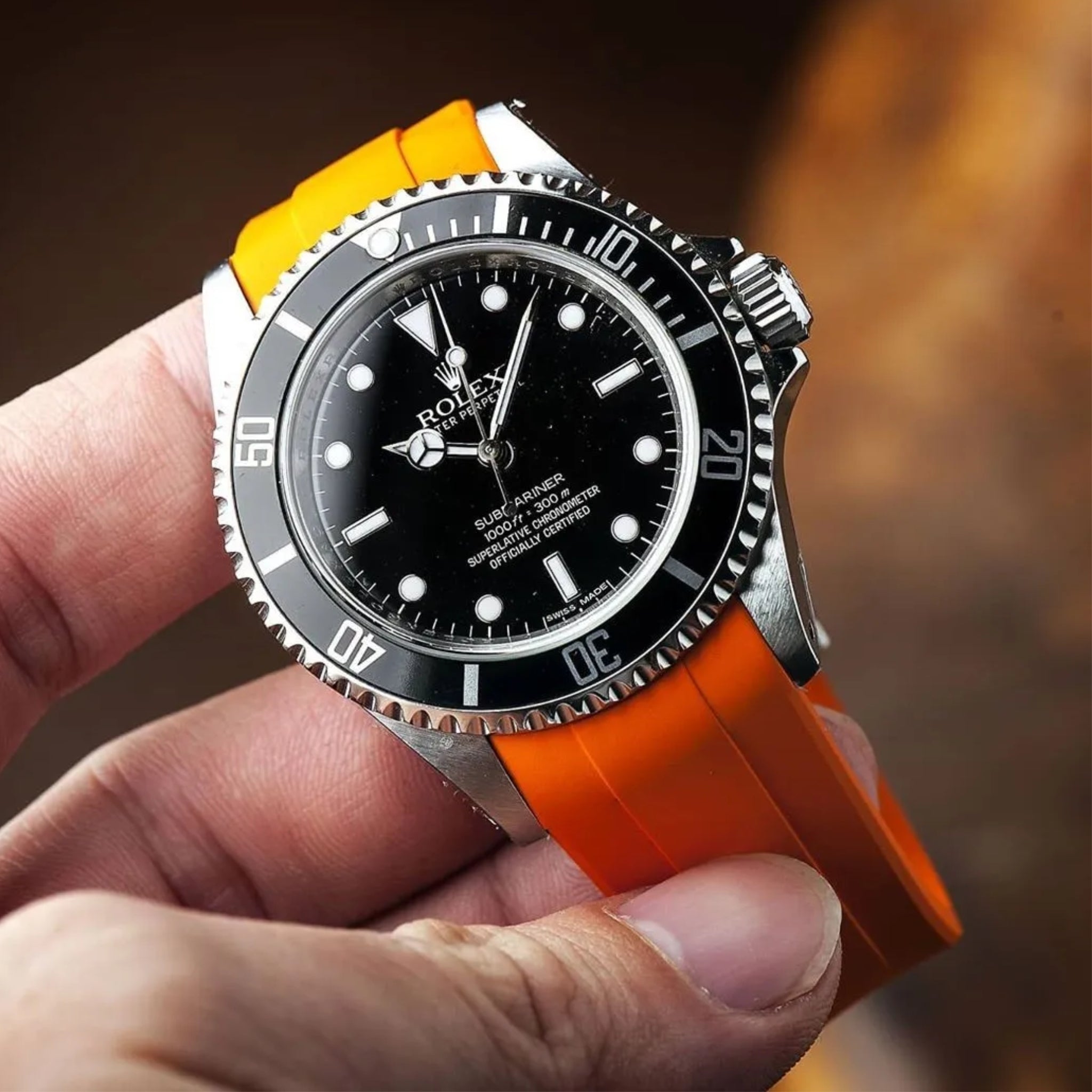 Rubber Strap - For Rolex Submariner - Orange - Helvetus
