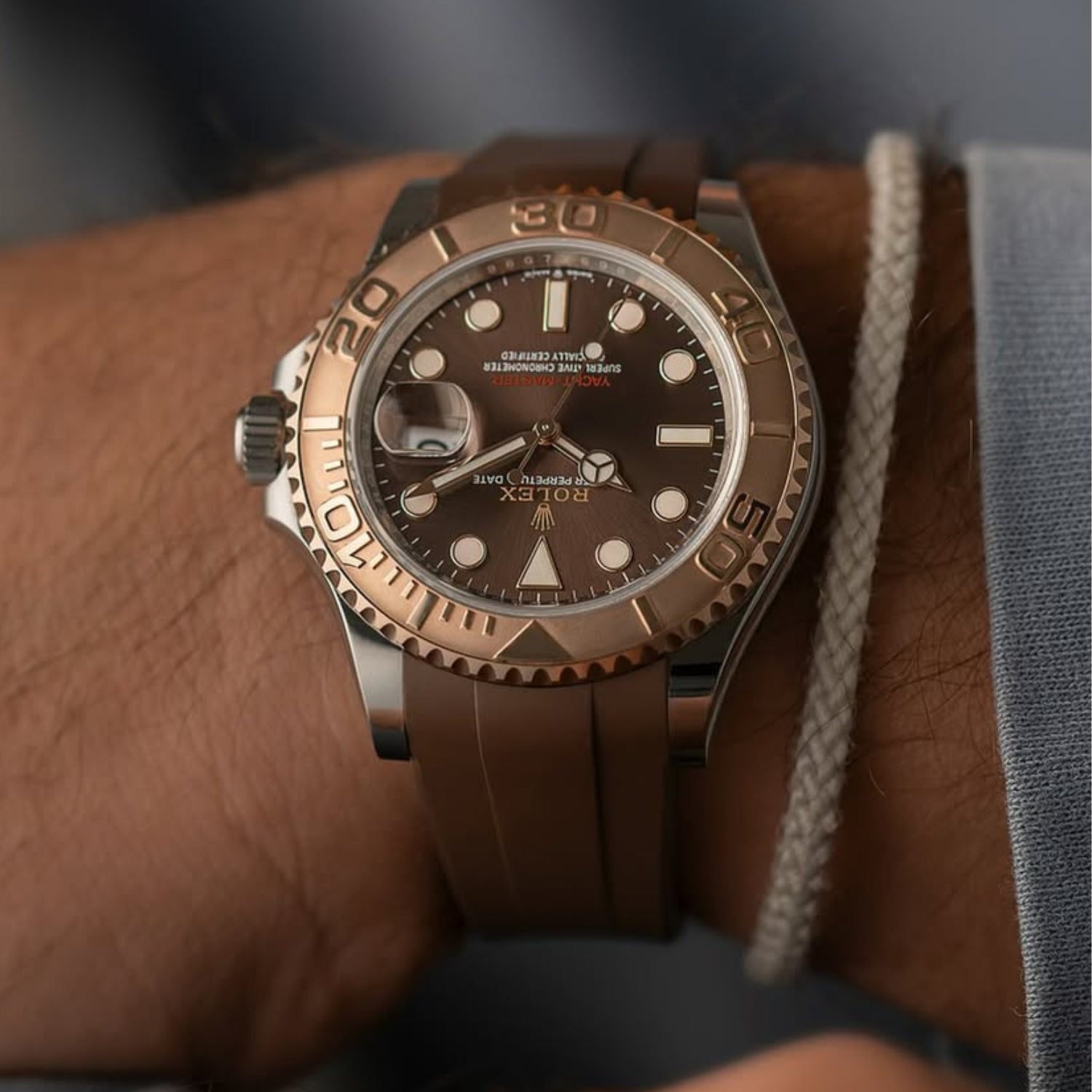Rubber Strap - For Rolex Yacht - Master 40mm/42mm/37mm - Brown - Helvetus