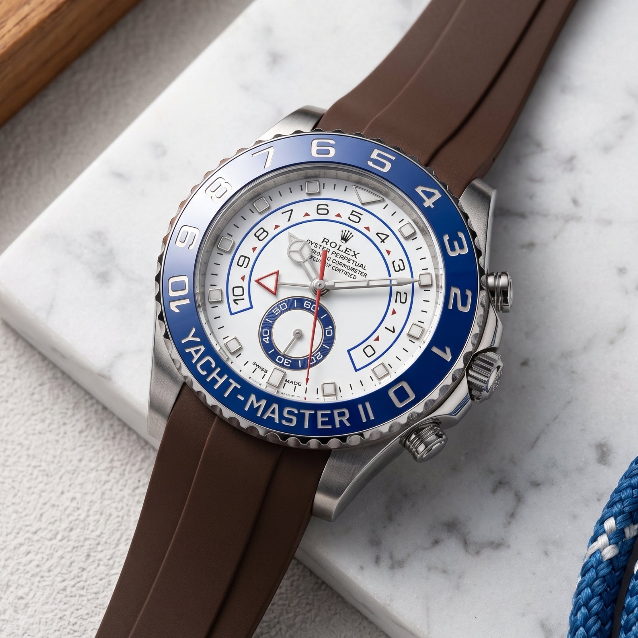 Rubber Strap - For Rolex Yacht-Master II 44mm - Brown - Helvetus