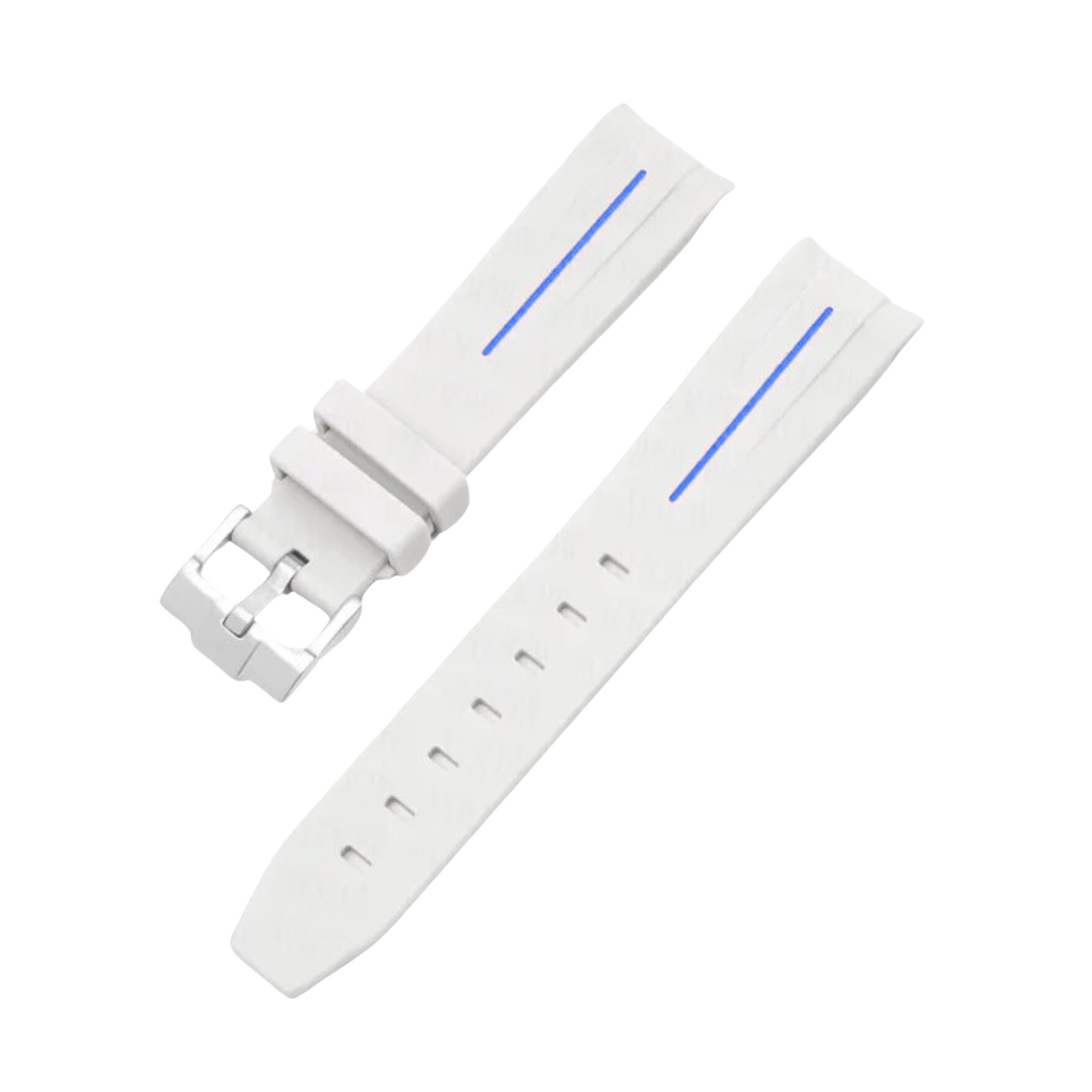 Rubber Strap - For Rolex Yacht - Master II 44mm - White w/Blue Line | LuxLine® - Helvetus