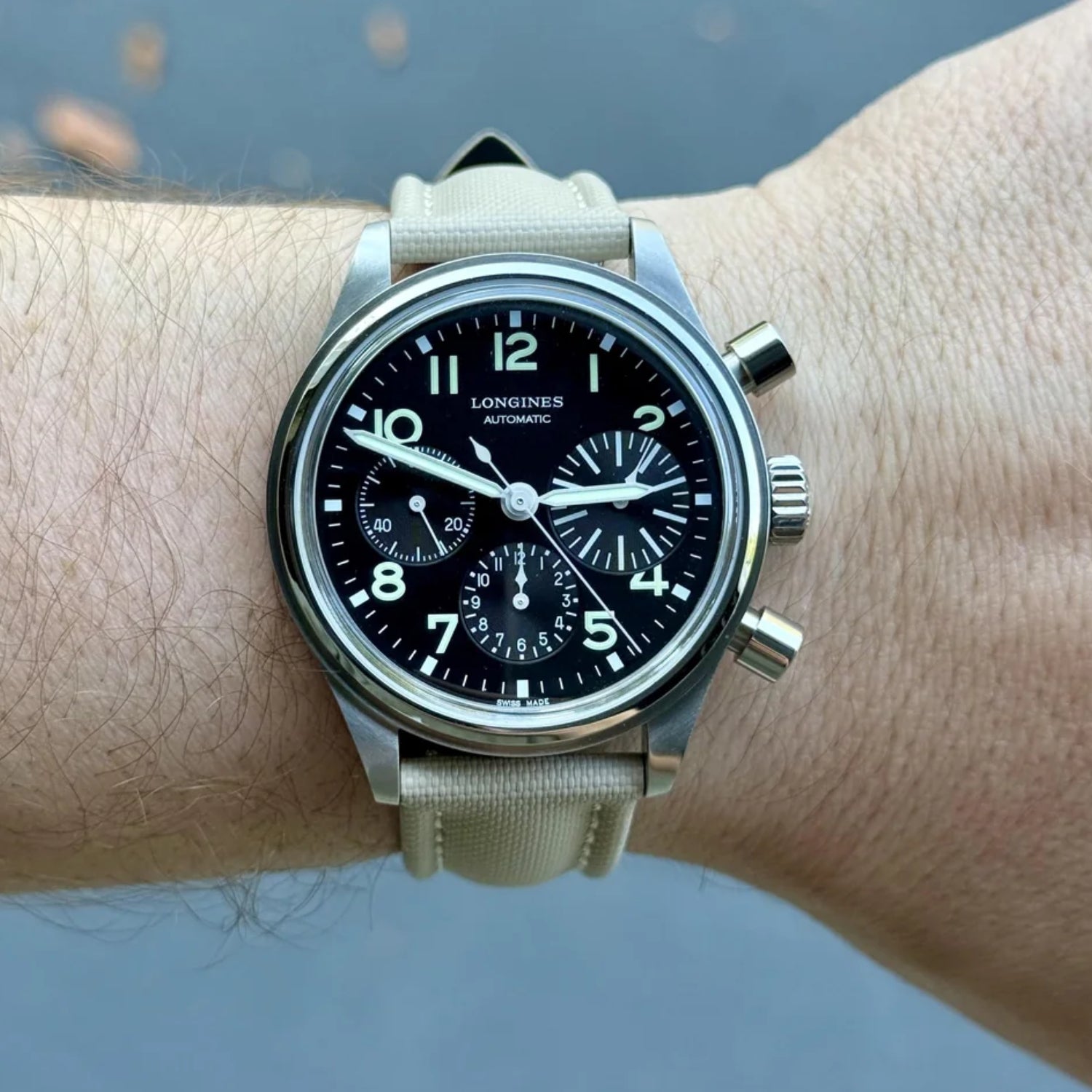 Sailcloth Watch Strap – FKM Rubber – Beige/White – MarinerTex™ by Helvetus® - Helvetus