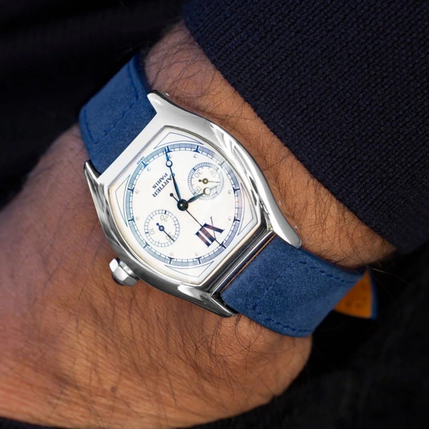 Bracelet en cuir suédé – Bleu – Helvetus®