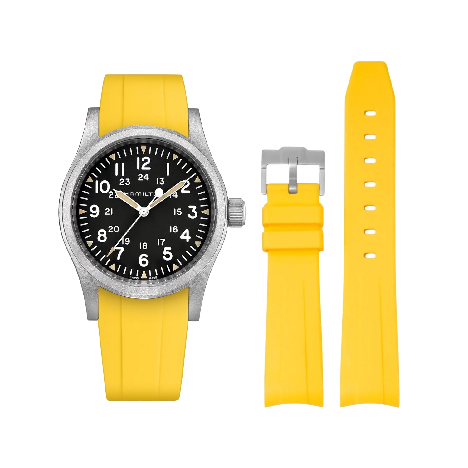 Bracelet en Caoutchouc Jaune pour Hamilton Khaki Field – 38mm/40mm/42mm