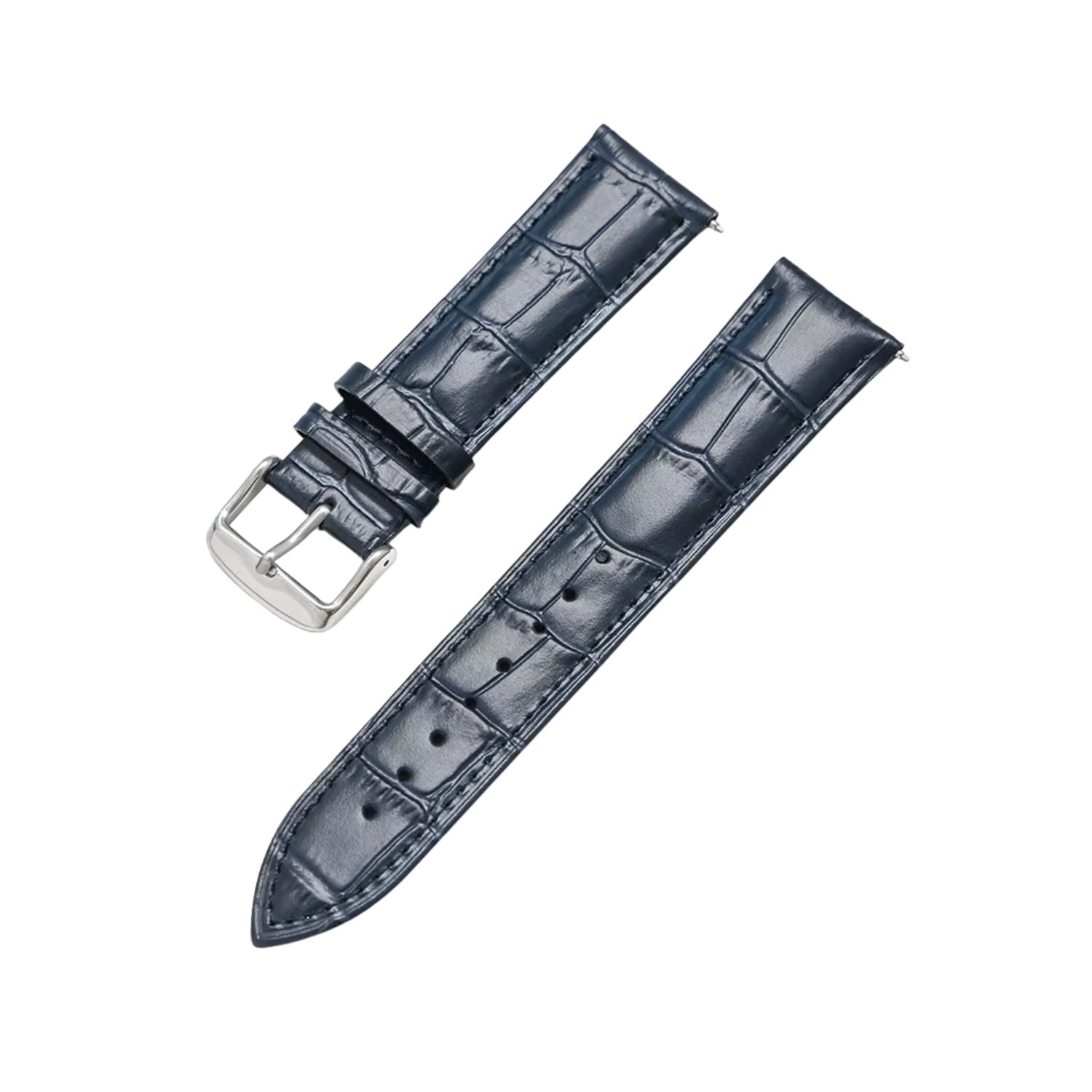 Bracelet en cuir d'alligator - Bleu foncé - Motif alligator