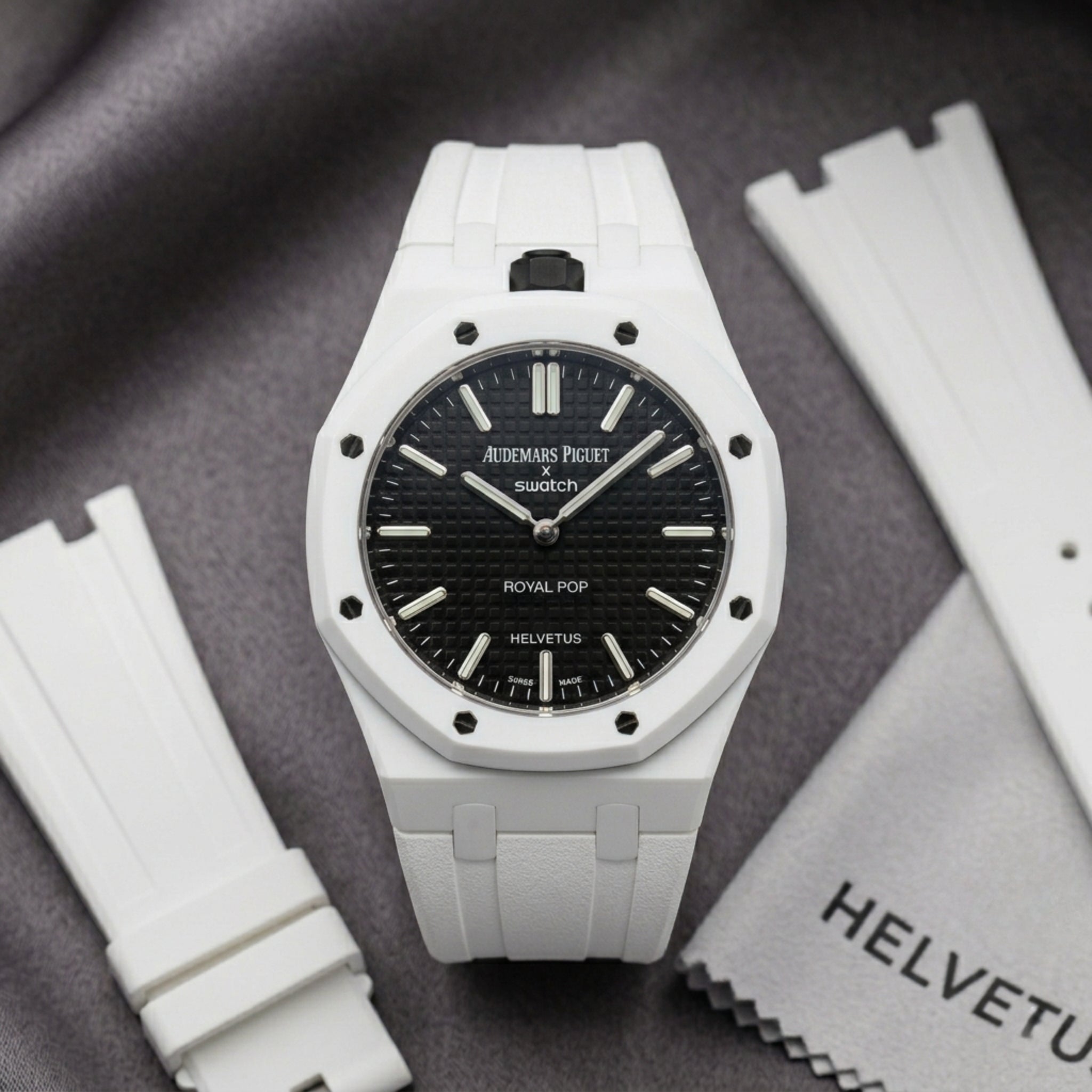 Bracelet en caoutchouc pour Santos de Cartier Medium - Blanc - Quick Switch/Release