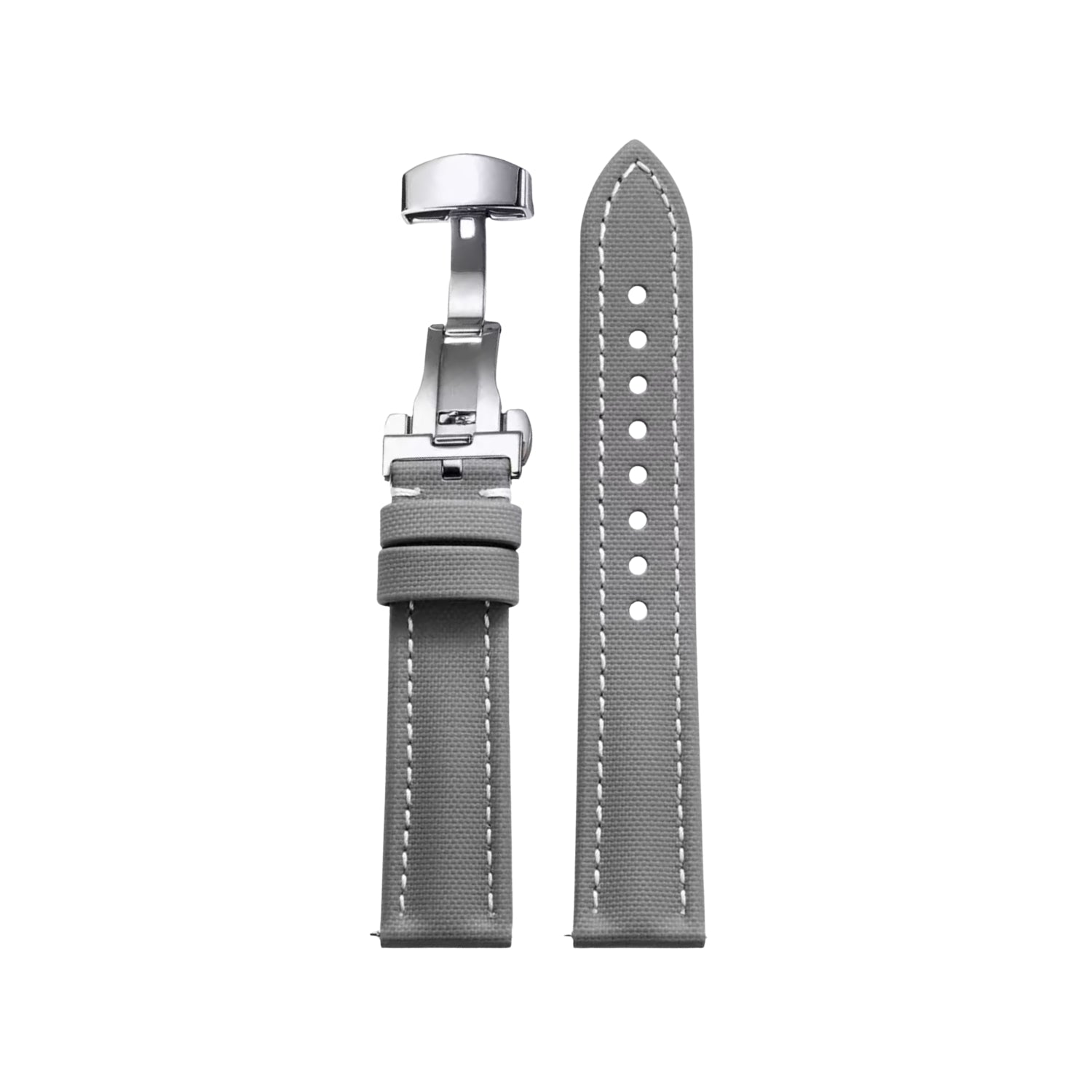 Bracelet montre en caoutchouc FKM motif toile à voile Gris avec surpiqûres Blanches – MarinerTex™ par Helvetus®