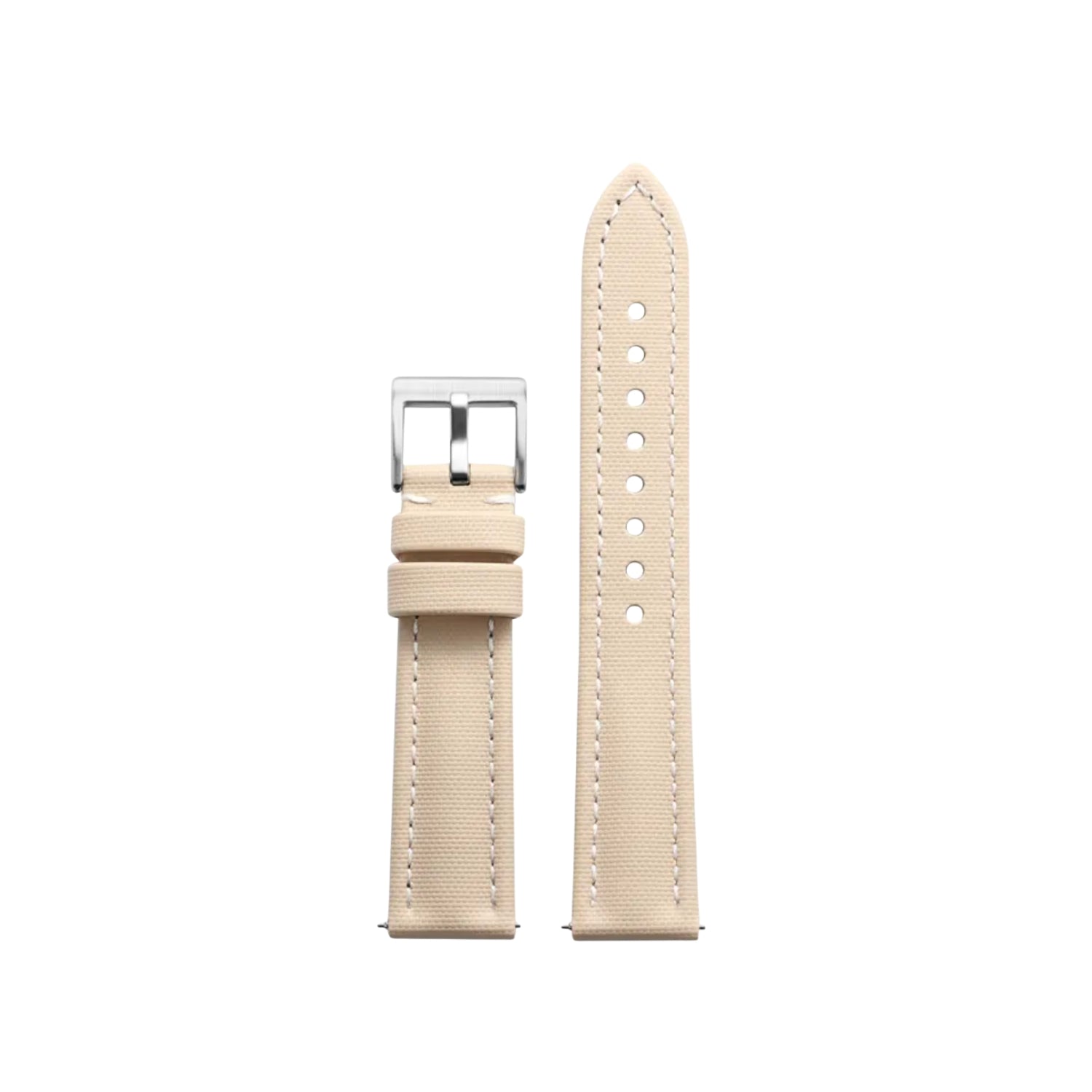Bracelet montre en caoutchouc FKM motif toile à voile Beige avec surpiqûres Blanches – MarinerTex™ par Helvetus®