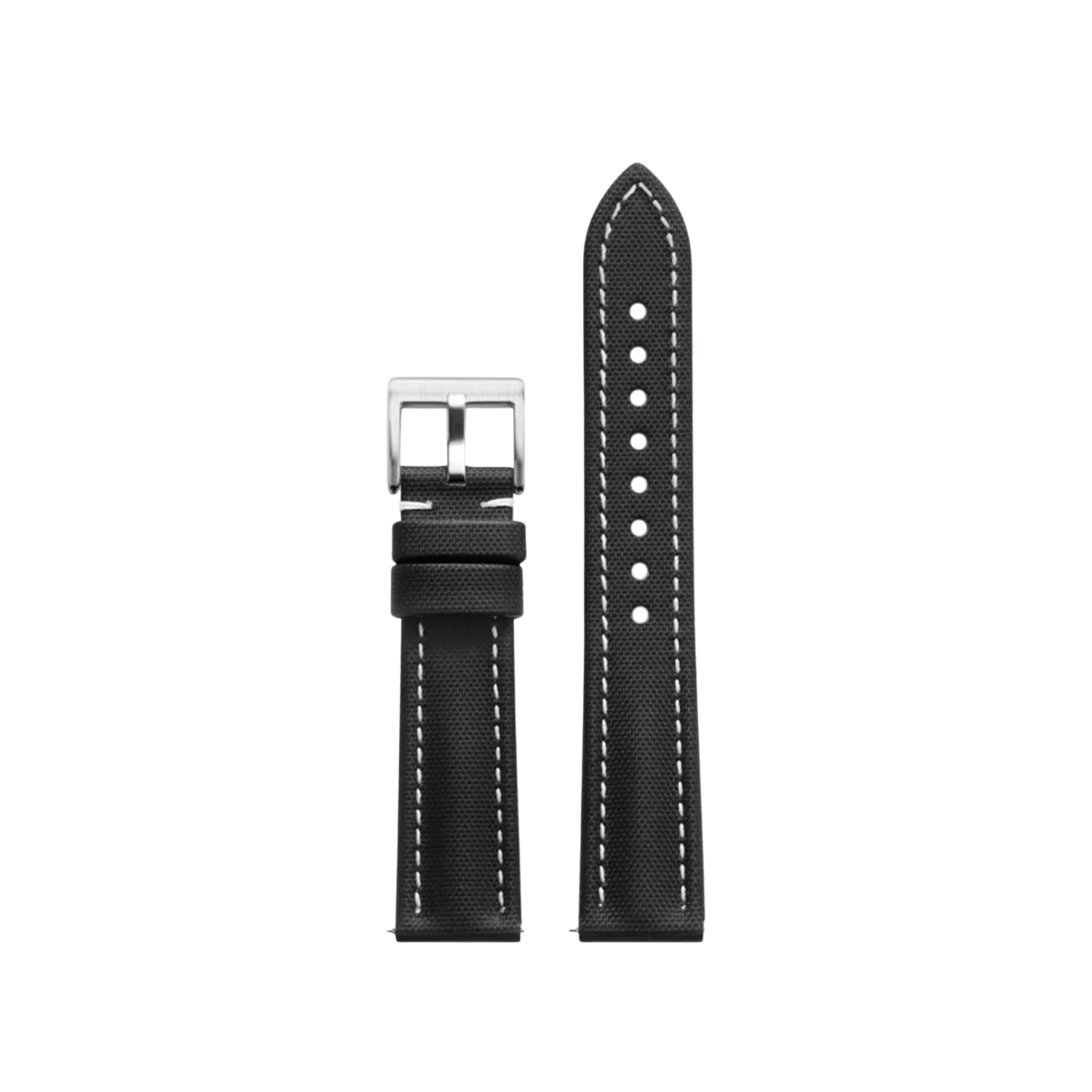 Bracelet montre en caoutchouc FKM motif toile à voile Noir avec surpiqûres Blanches – MarinerTex™ par Helvetus®