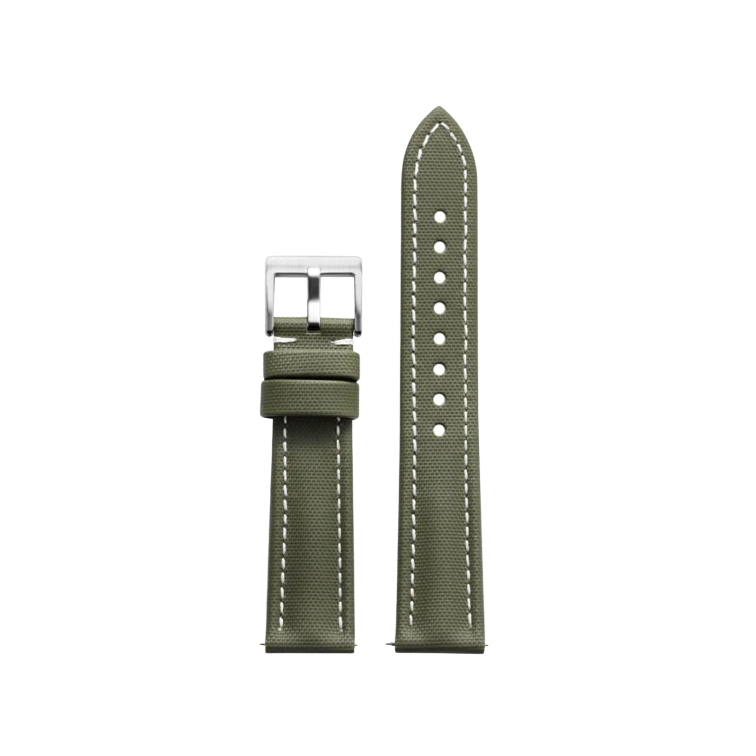 Bracelet montre en caoutchouc FKM motif toile à voile Vert avec surpiqûres Blanches – MarinerTex™ par Helvetus®