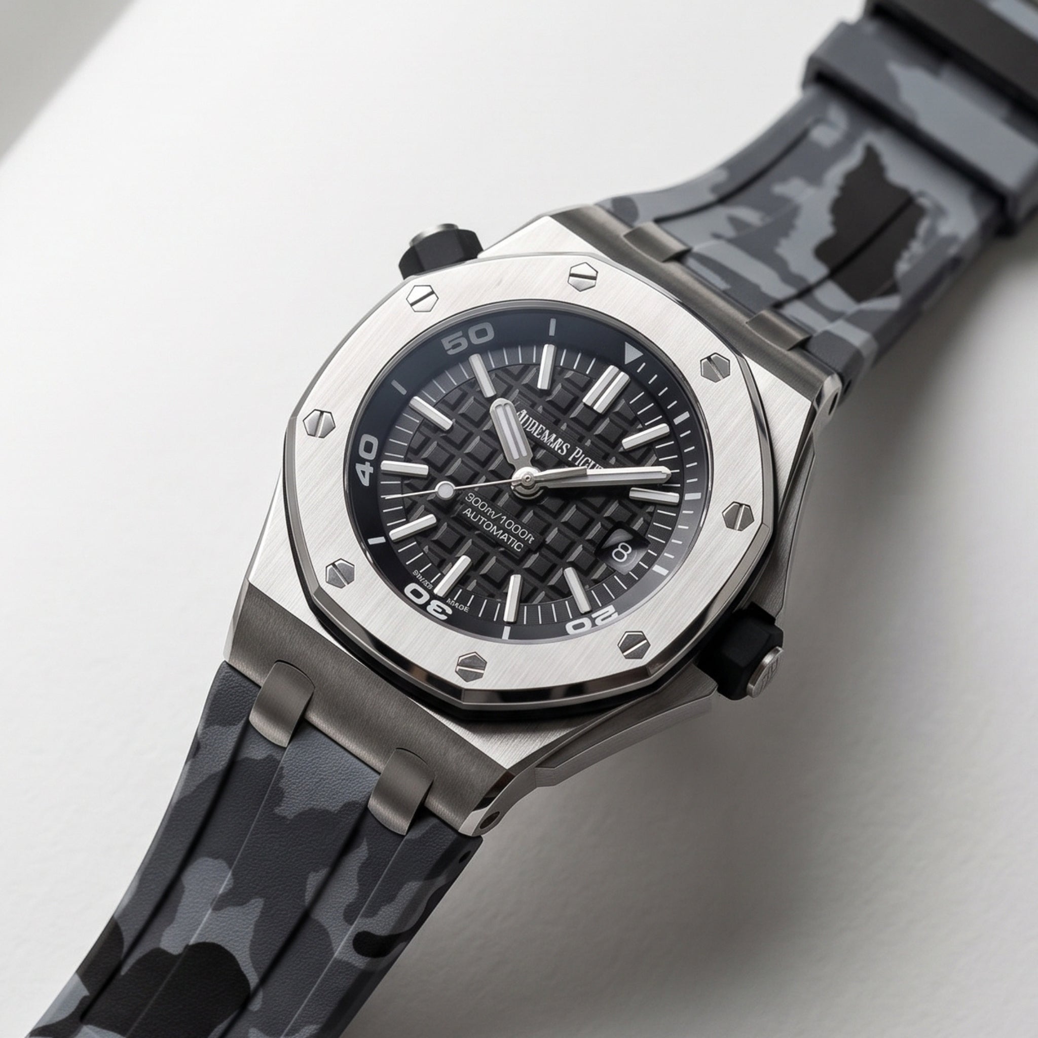 Bracelet en caoutchouc - Pour toutes les montres Audemars Piguet Offshore Diver - Gris camouflage