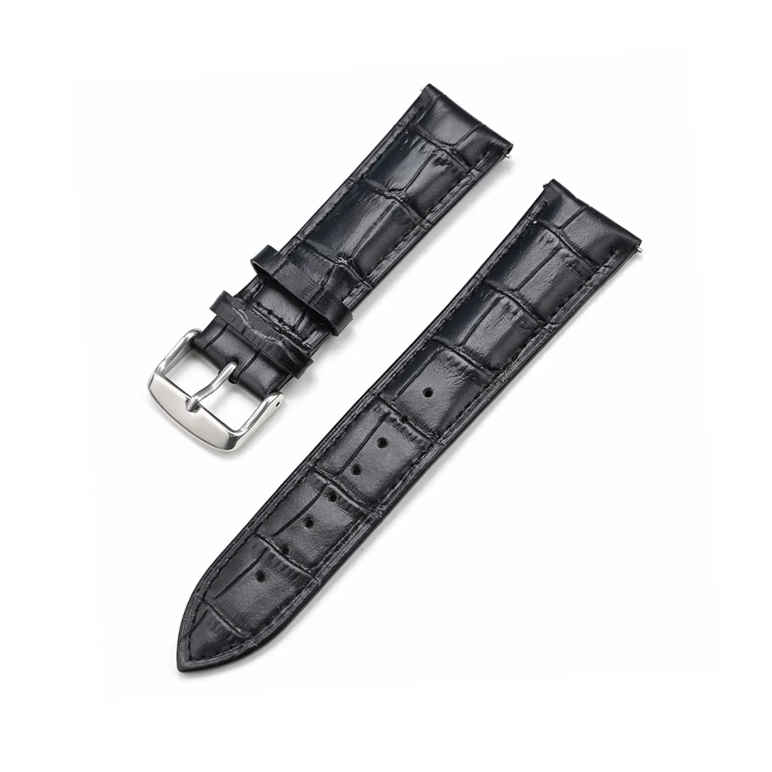 Bracelet en cuir d'alligator - Noir - Motif alligator