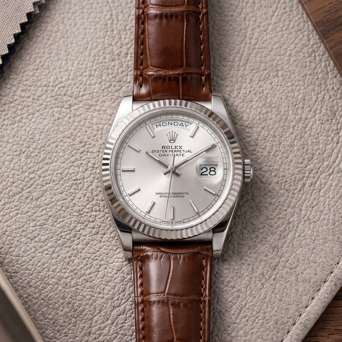Bracelet de montre en cuir d'alligator marron – Bracelet de rechange artisanal – Helvetus®