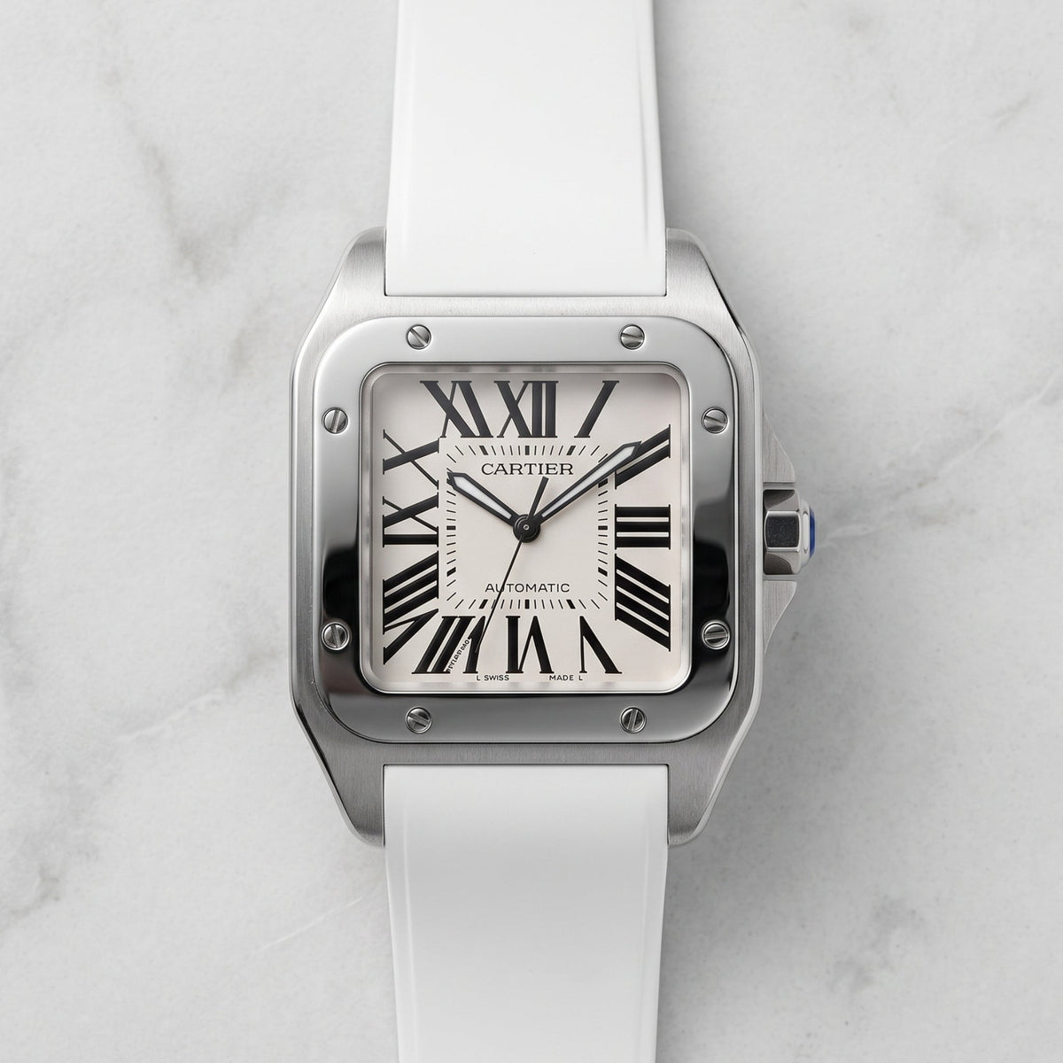 Cartier Santos 100 Rubber Strap - White - Helvetus