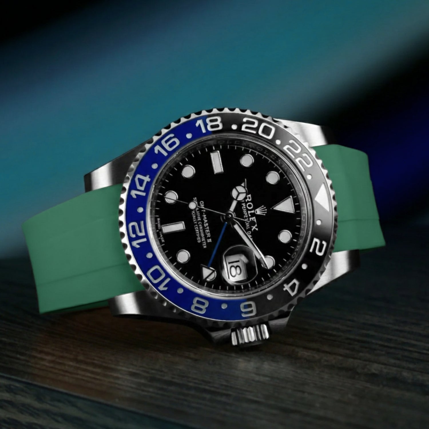 Deployant Rubber Strap - For Rolex GMT - Master II - Green - Helvetus