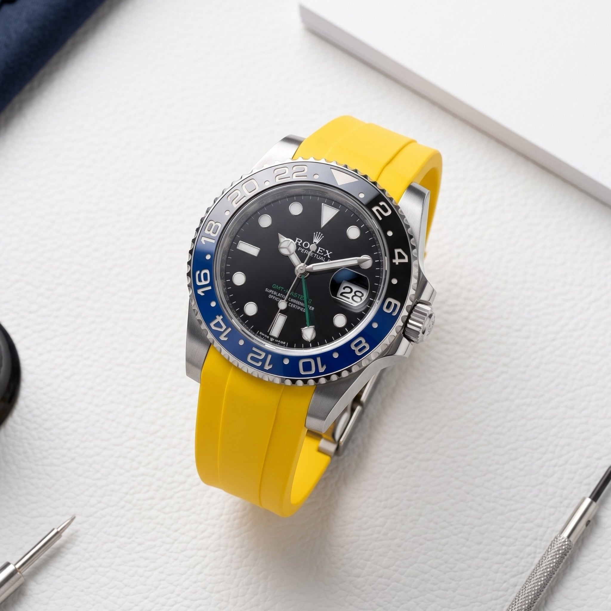 Deployant Rubber Strap - For Rolex GMT-Master II - Yellow - Helvetus