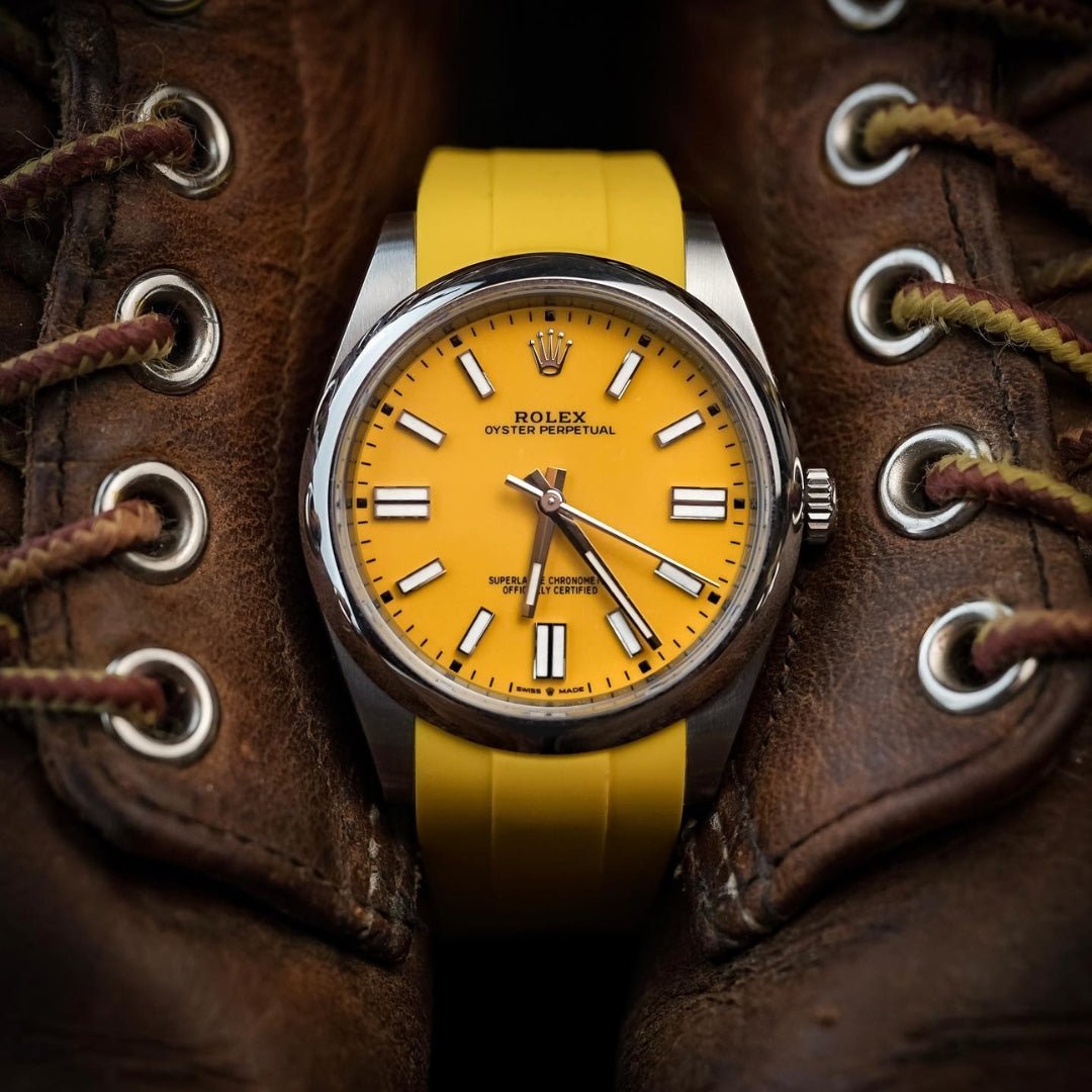 Deployant Rubber Strap - For Rolex Oyster Perpetual 36mm - Yellow - Helvetus