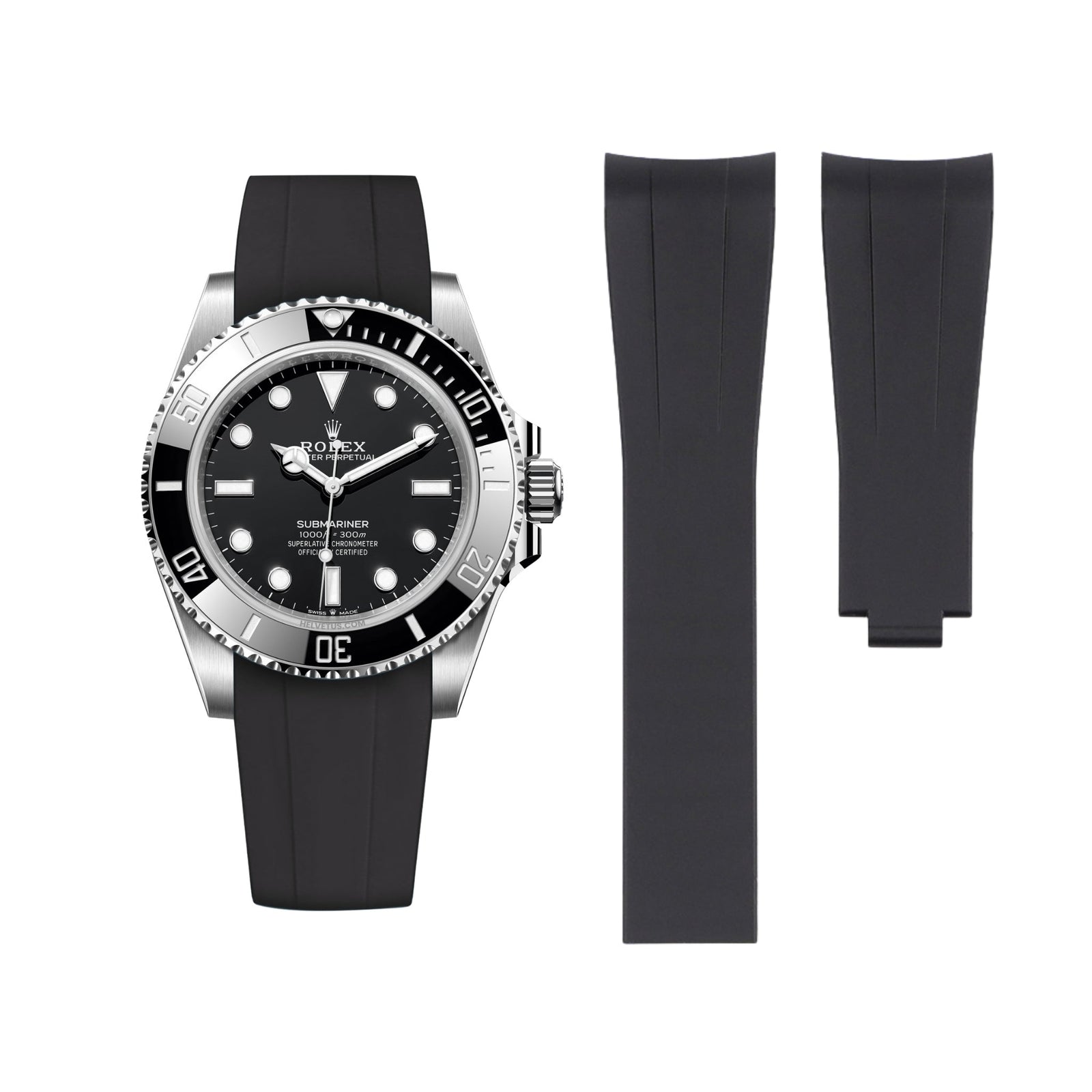 Bracelet Caoutchouc Pour Rolex Oyster Perpetual 39mm Gris