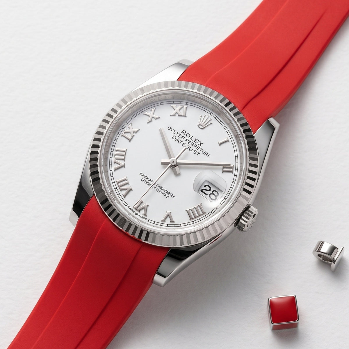 Deployant Strap - For Rolex Datejust 36 - Red - Helvetus