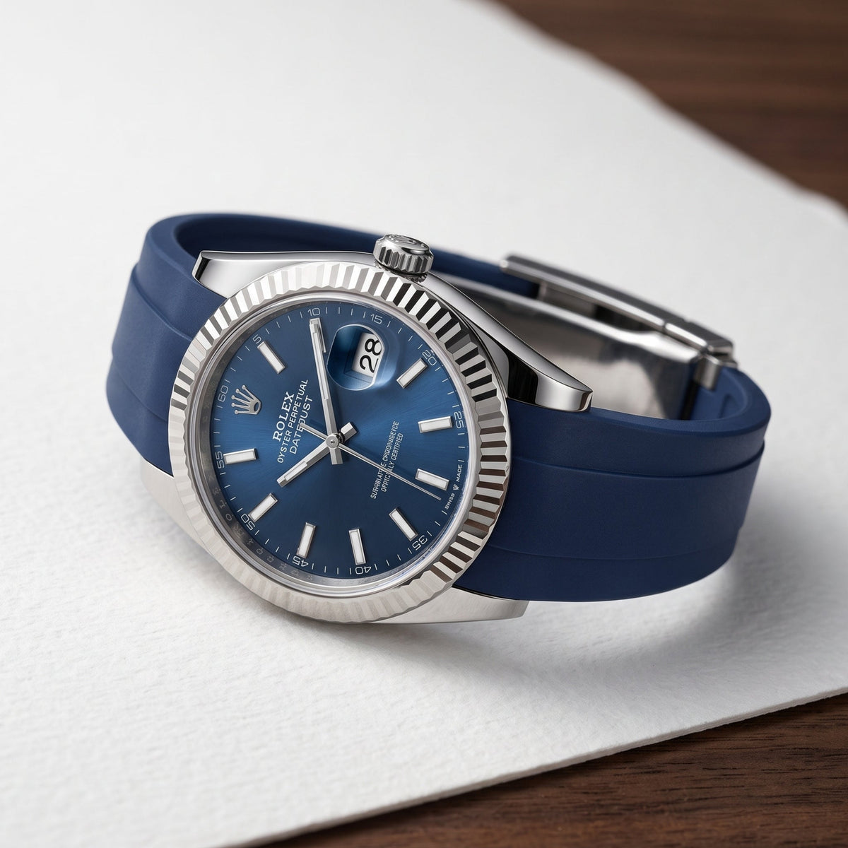 Deployant Strap - For Rolex Datejust 41mm - Navy Blue - Helvetus