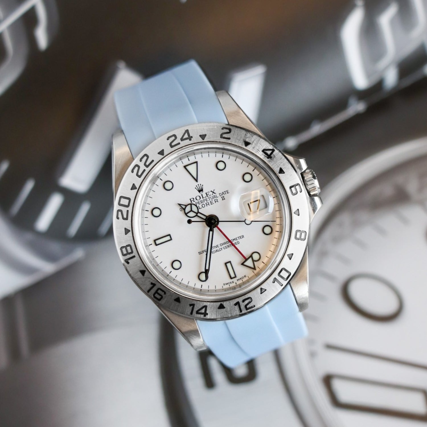 Deployant Strap - For Rolex Explorer II - Baby Blue - Helvetus