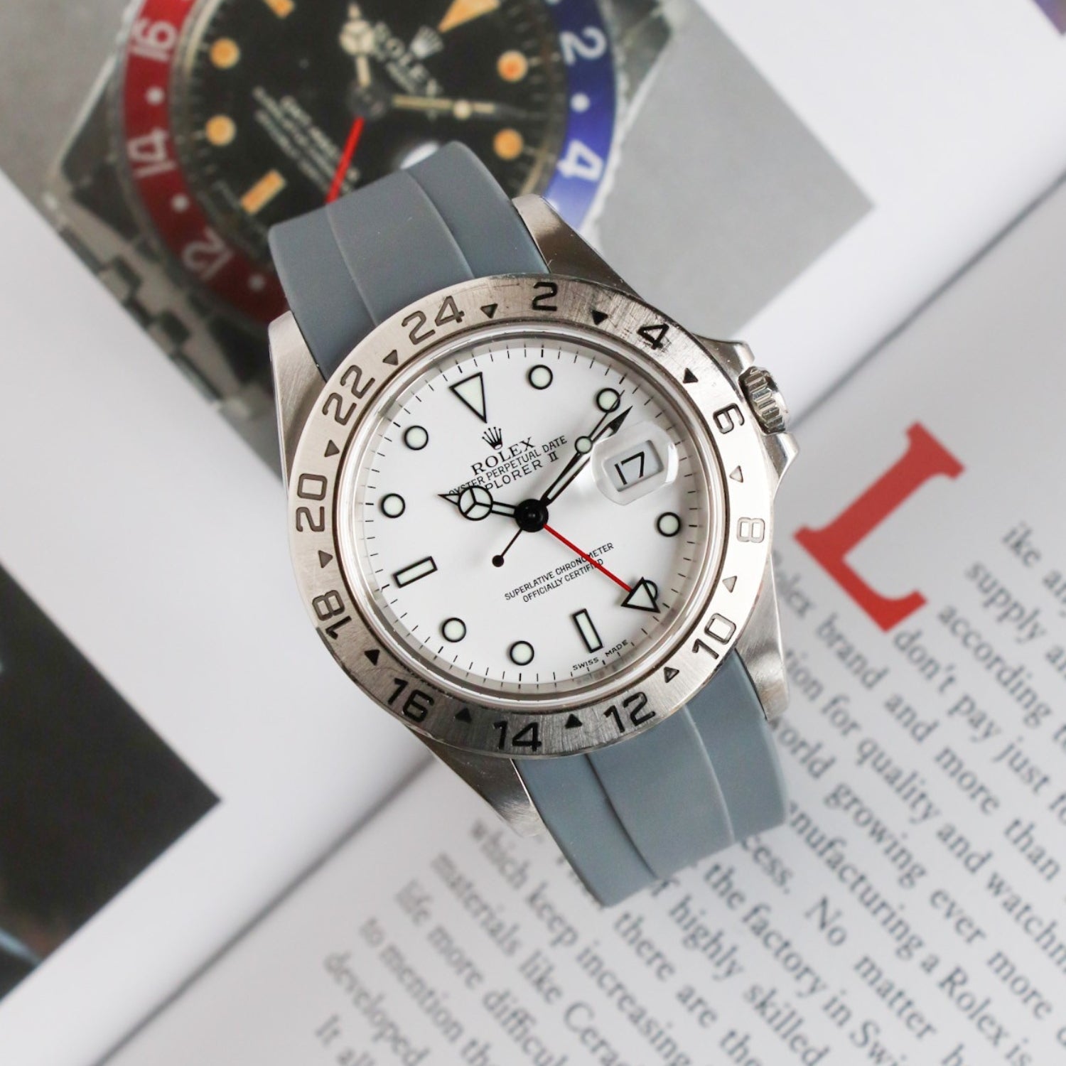 Deployant Strap - For Rolex Explorer II - Grey - Helvetus