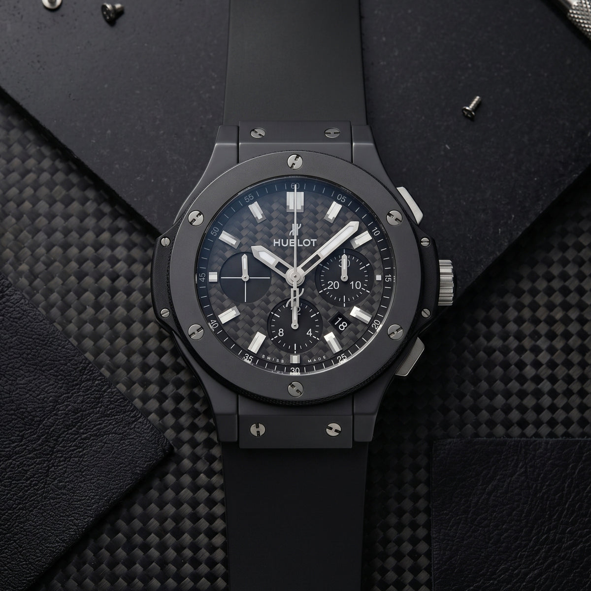 Bracelet en caoutchouc noir pour Hublot Big Bang 44 mm