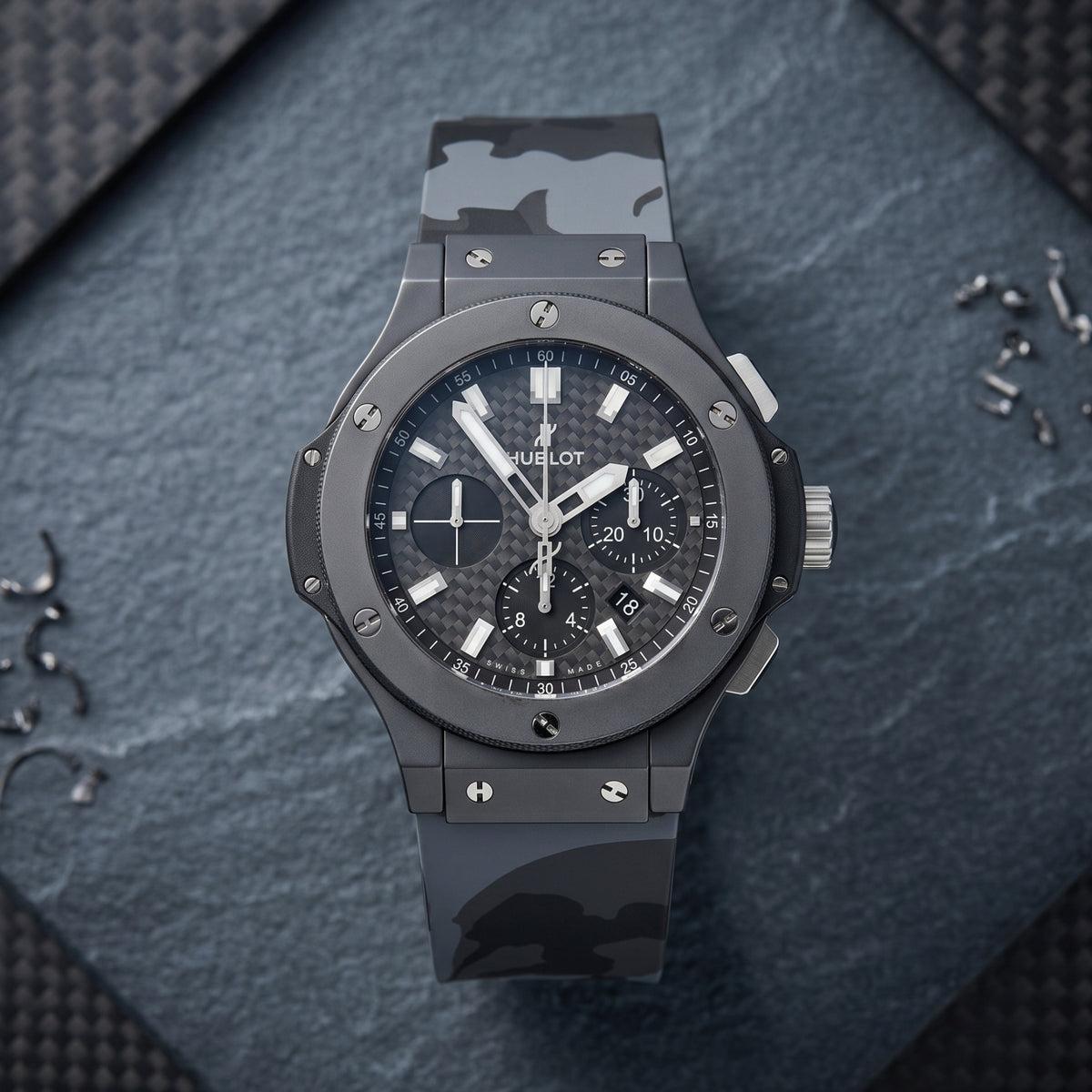 Bracelet en caoutchouc pour Hublot Big Bang 44 mm - Gris camouflage