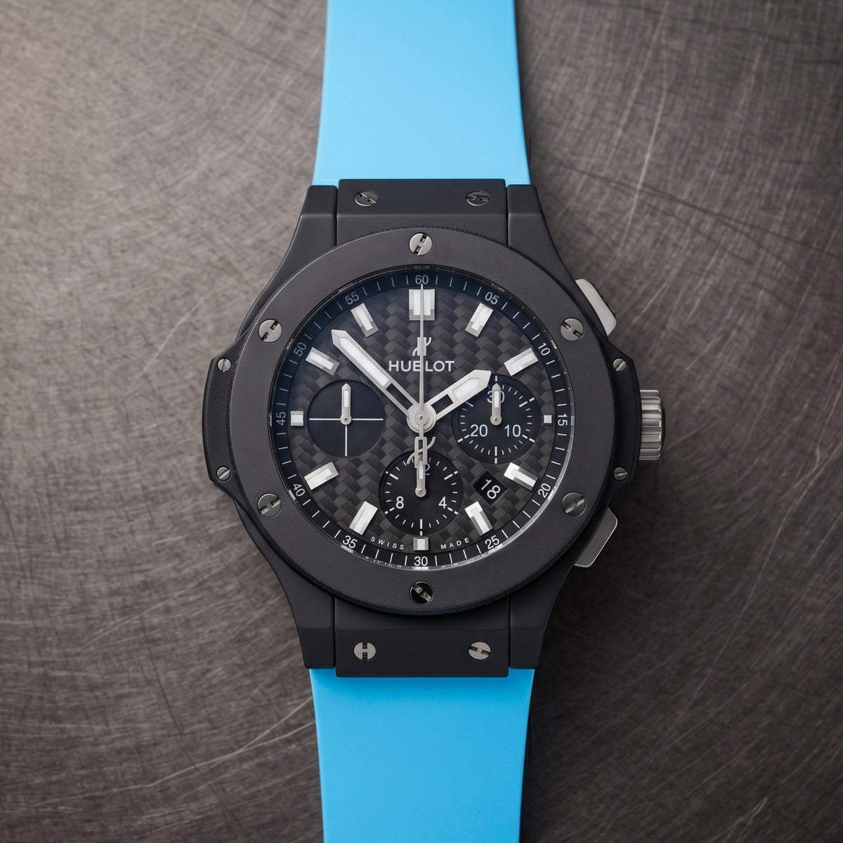 Bracelet en caoutchouc pour Hublot Big Bang 44 mm - Bleu clair