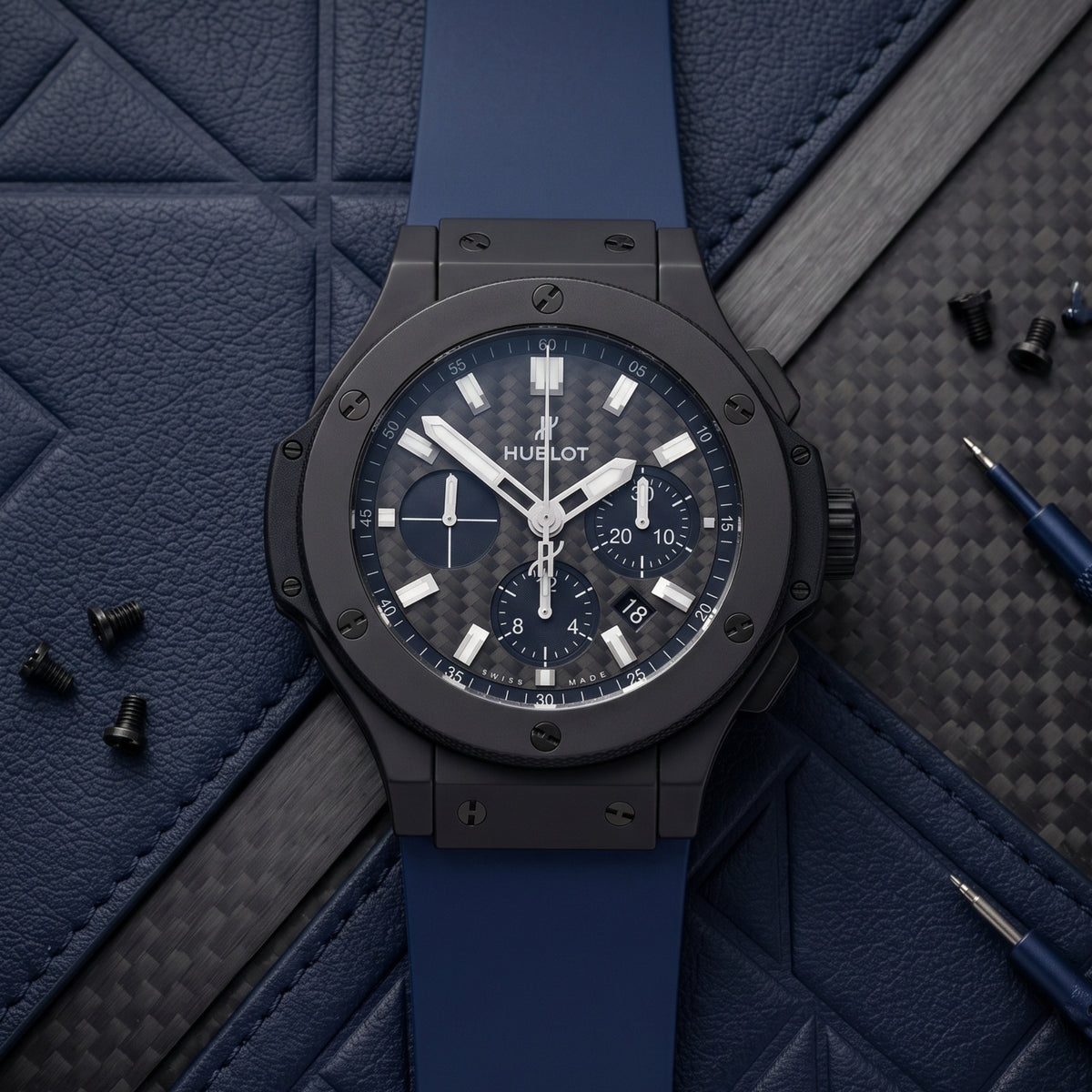 Bracelet en caoutchouc pour Hublot Big Bang 44 mm - Bleu marine