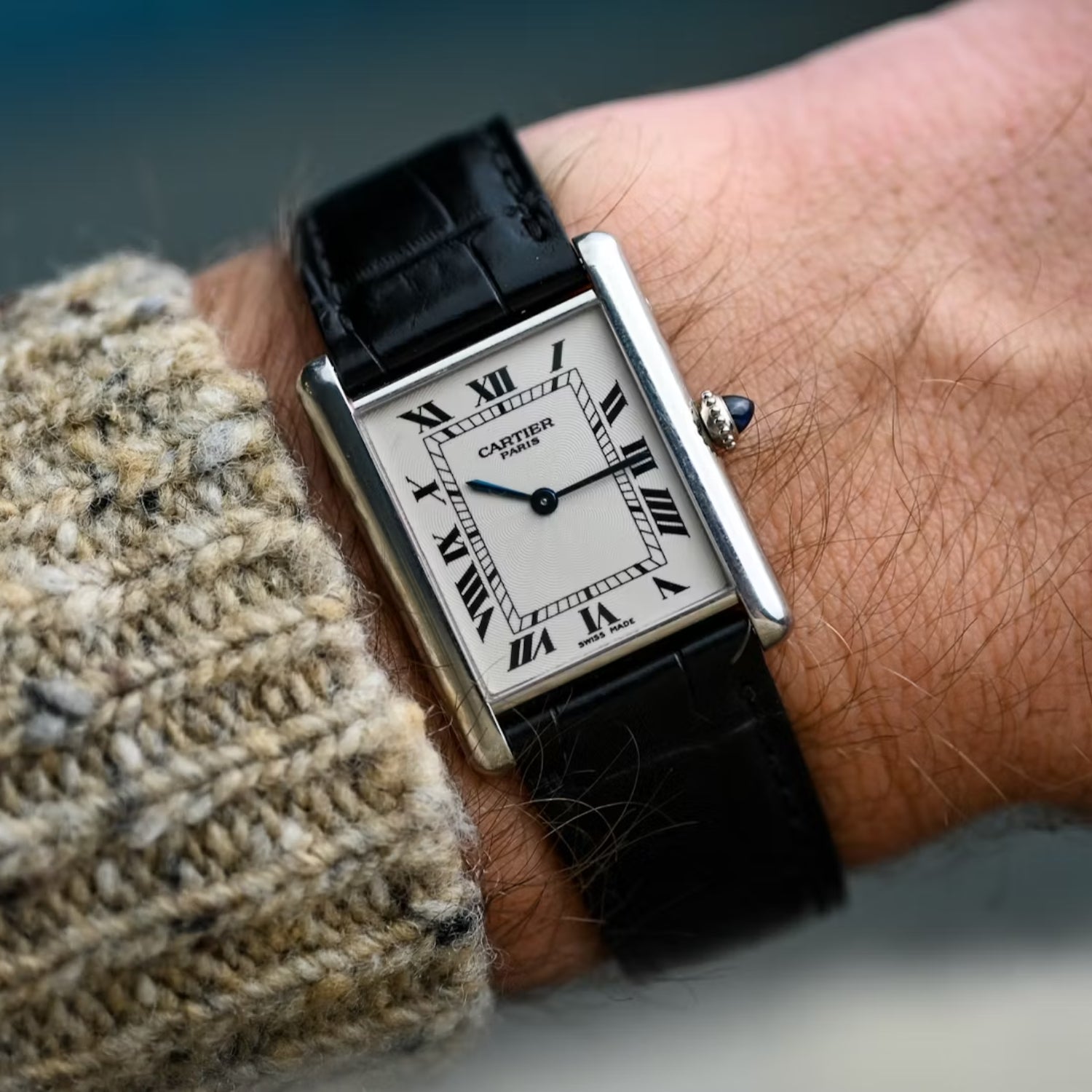 Leather Strap for Cartier Tank / Tank Solo / Tank Must – Black - Helvetus