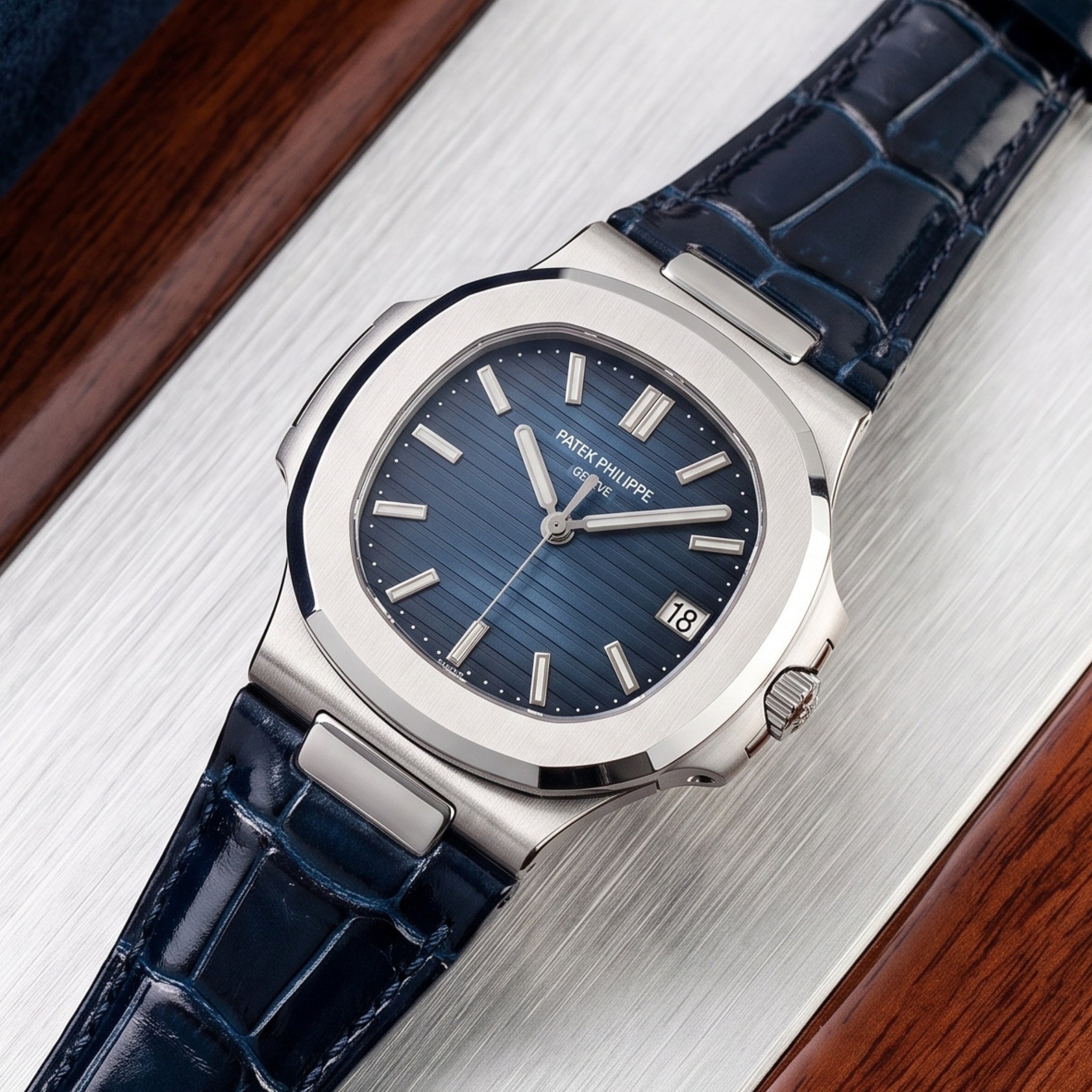 Leather Strap - For Patek Philippe Nautilus - Blue - Helvetus