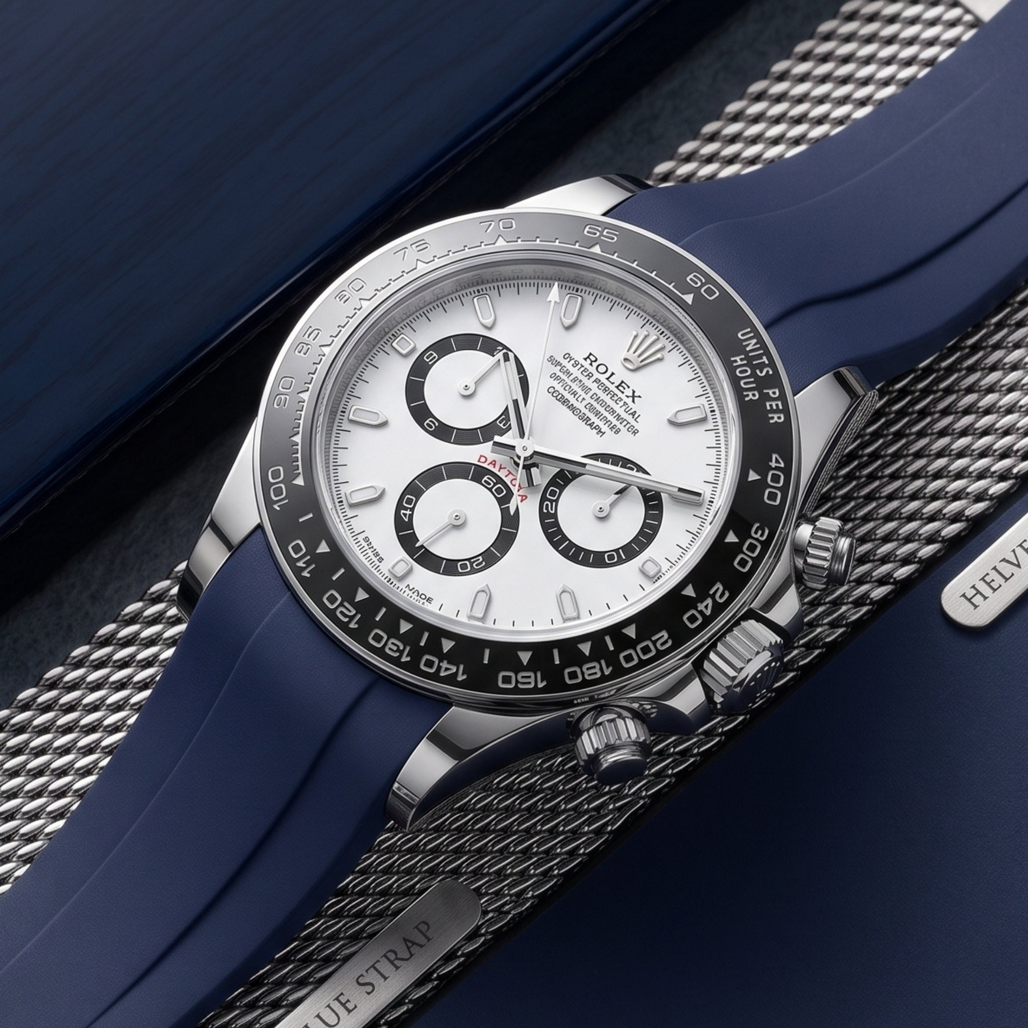 Bracelet en caoutchouc pour Rolex Daytona - Bleu marine