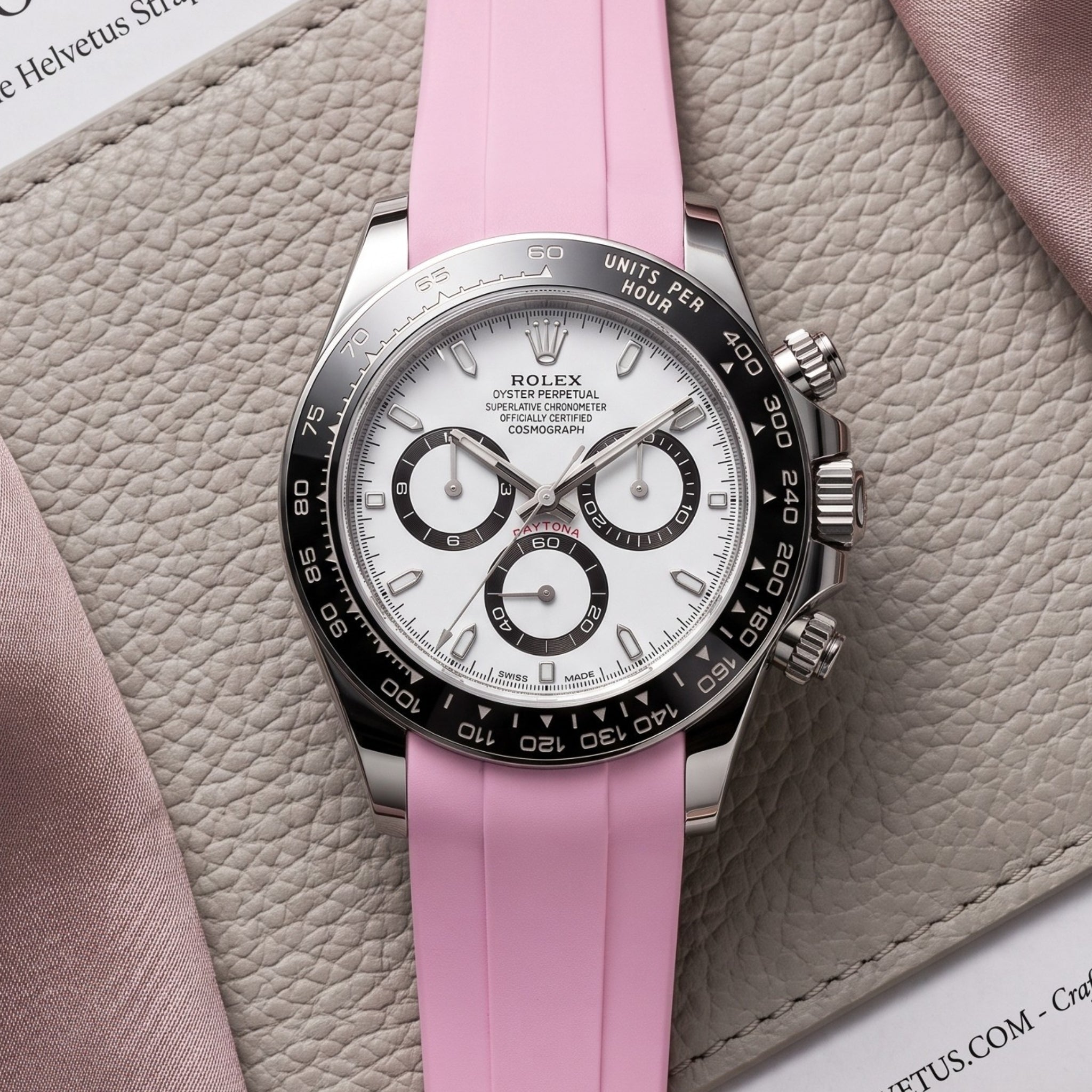 Bracelet en caoutchouc rose pour Rolex Daytona
