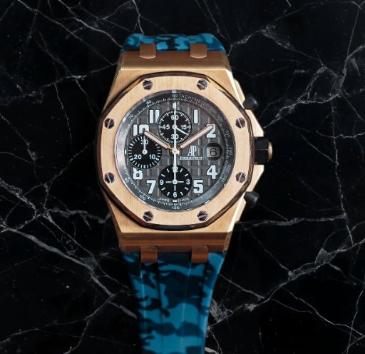 Rubber Strap - For all Audemars Piguet Offshore 42mm - Blue Camo - Helvetus