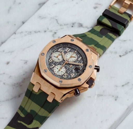 Rubber Strap - For all Audemars Piguet Offshore 42mm - Military Camo - Helvetus