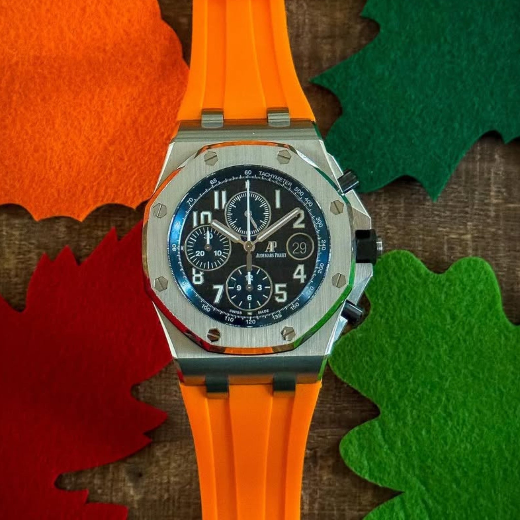 Rubber Strap - For all Audemars Piguet Offshore 42mm - Orange - Helvetus