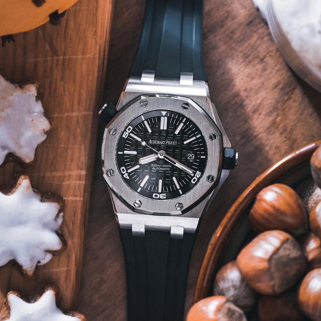 Rubber Strap - For all Audemars Piguet Offshore Diver - Black - Helvetus