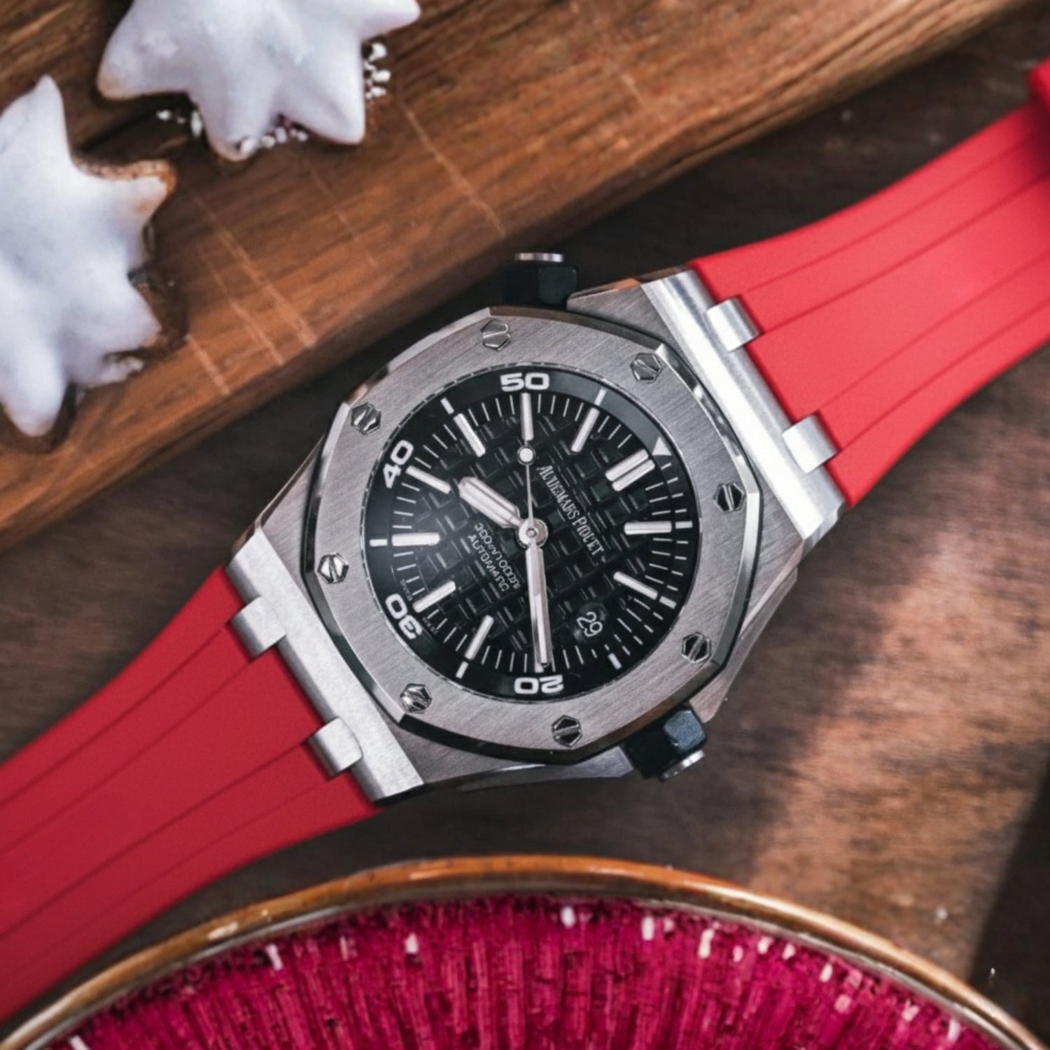 Rubber Strap - For all Audemars Piguet Offshore Diver - Red - Helvetus