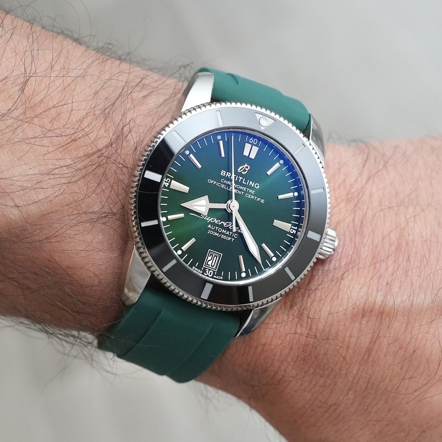 Rubber Strap - For all Breitling Superocean Models - Green - Helvetus