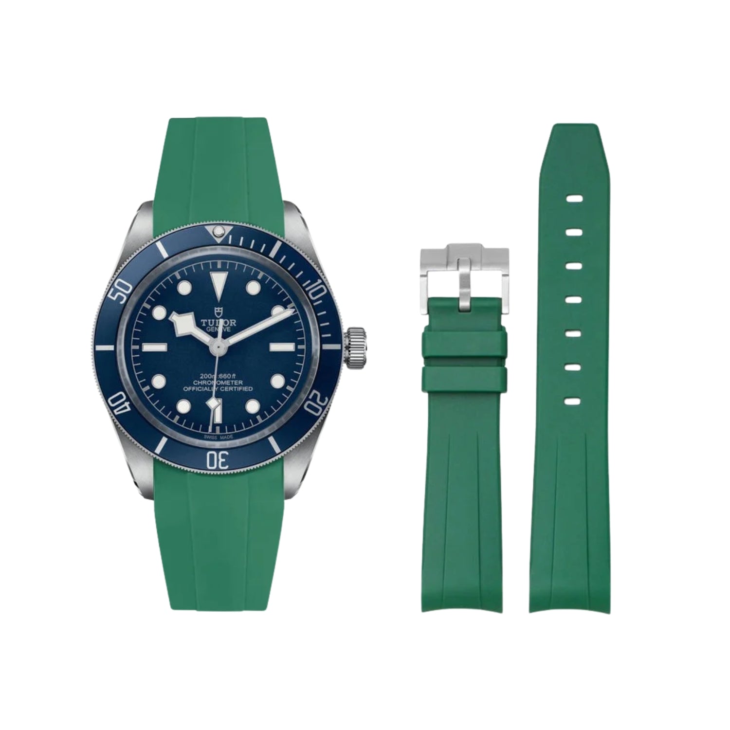 Rubber Strap - For all Tudor Black Bay Models - Green - Helvetus