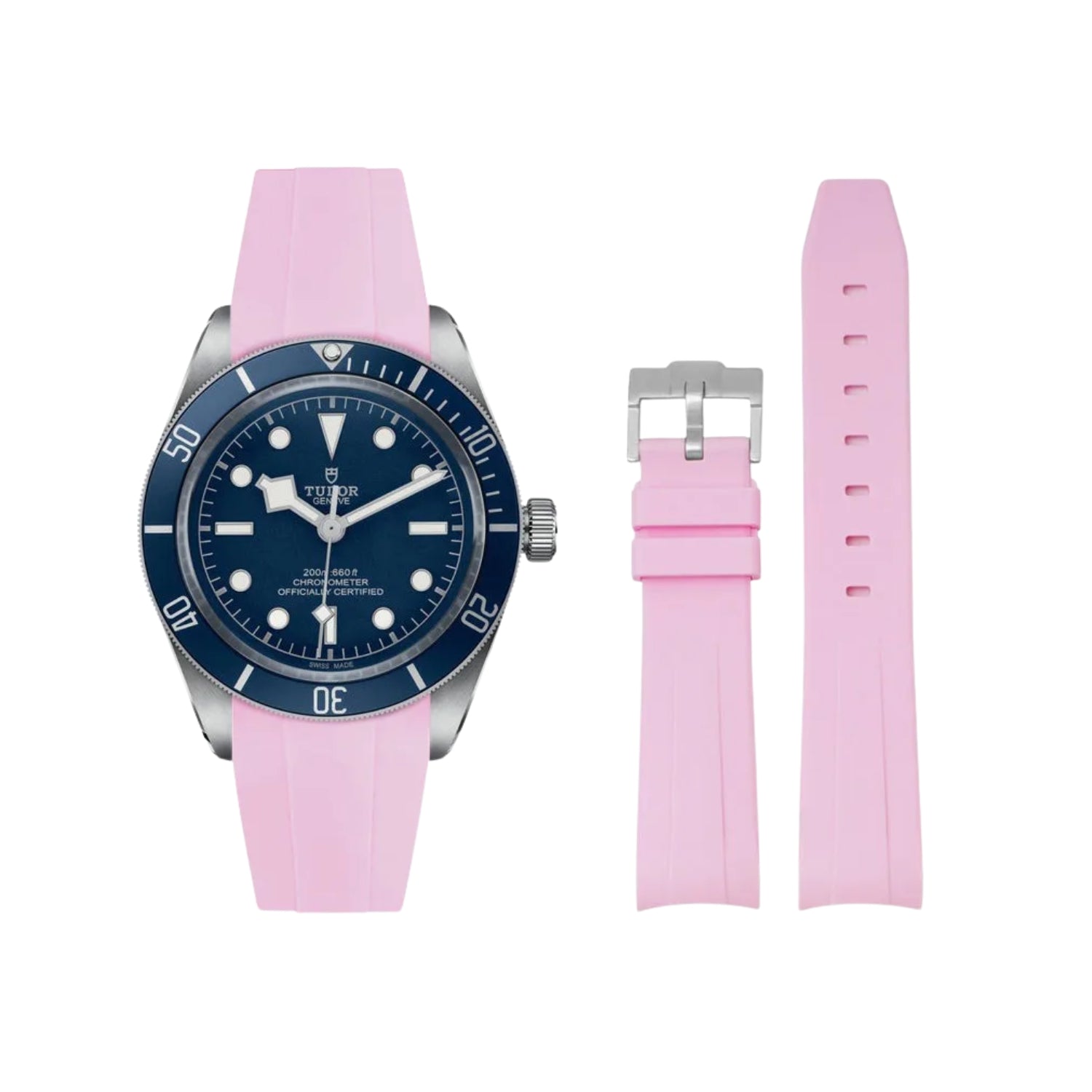 Rubber Strap - For all Tudor Black Bay Models - Pink - Helvetus