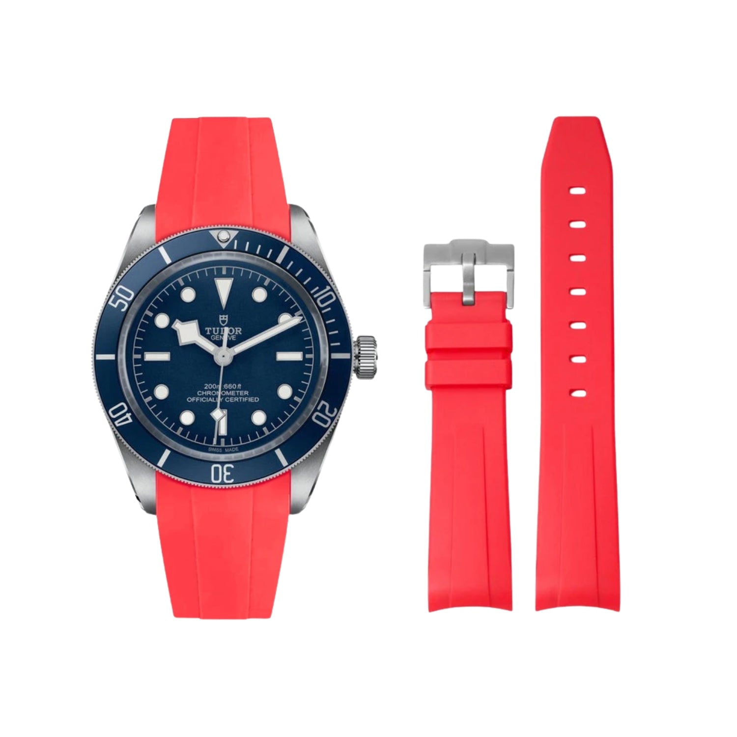Rubber Strap - For all Tudor Black Bay Models - Red - Helvetus