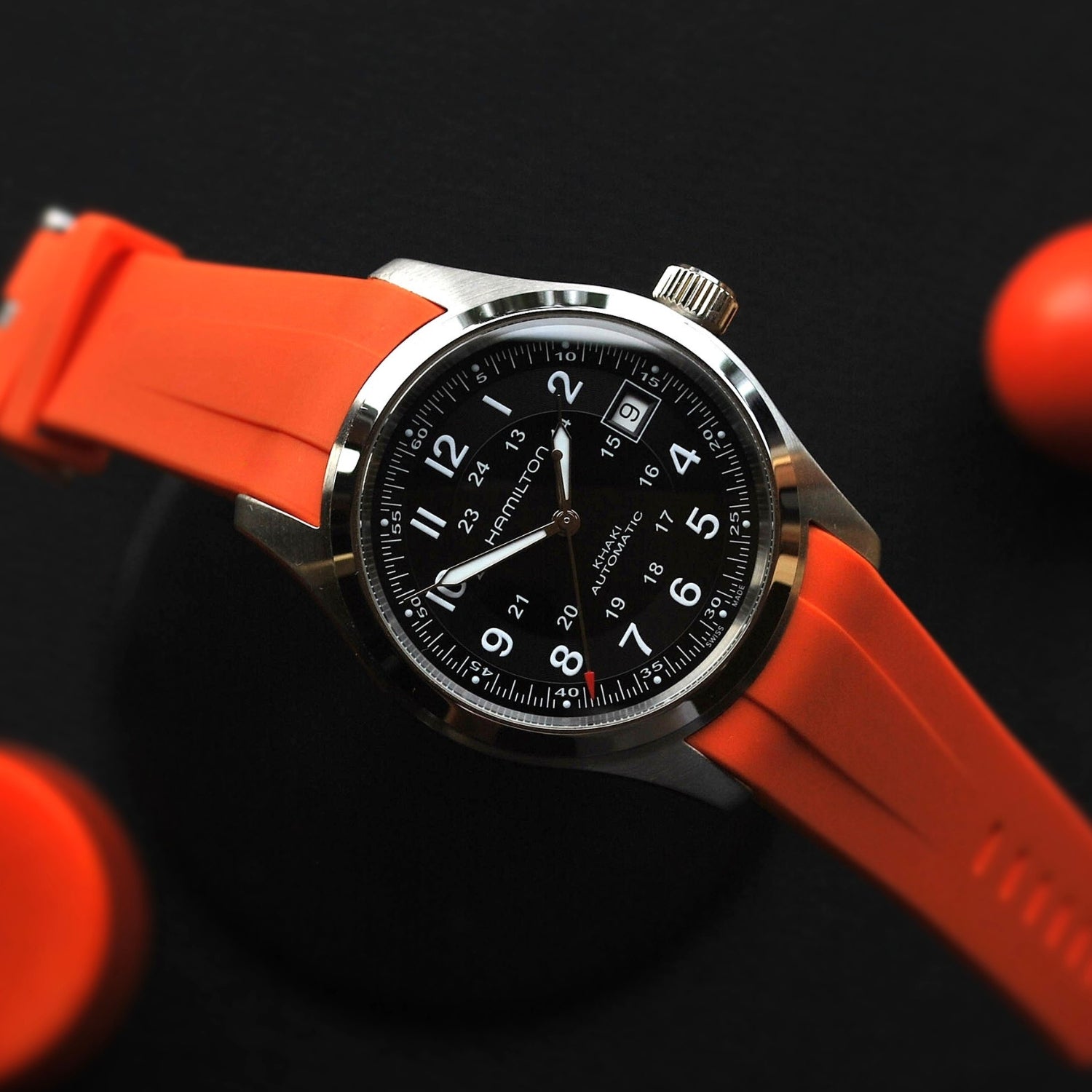 Rubber Strap – For Hamilton Khaki Field (38mm/40mm/42mm) - Orange - Helvetus