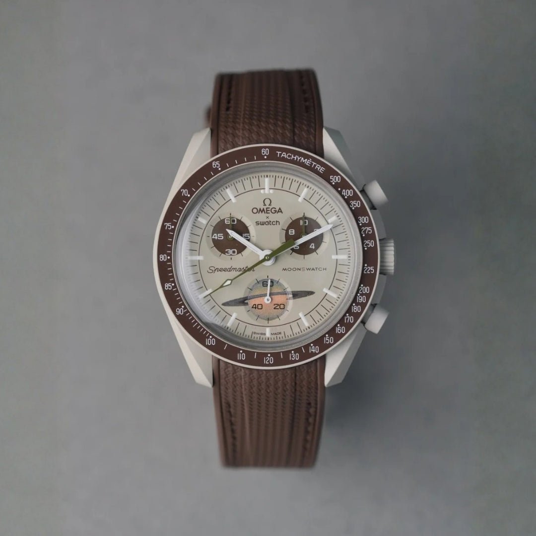 Rubber Strap - For Mission to Saturn | Omega X Swatch | MoonSwatch - Brown w/Brown - Helvetus
