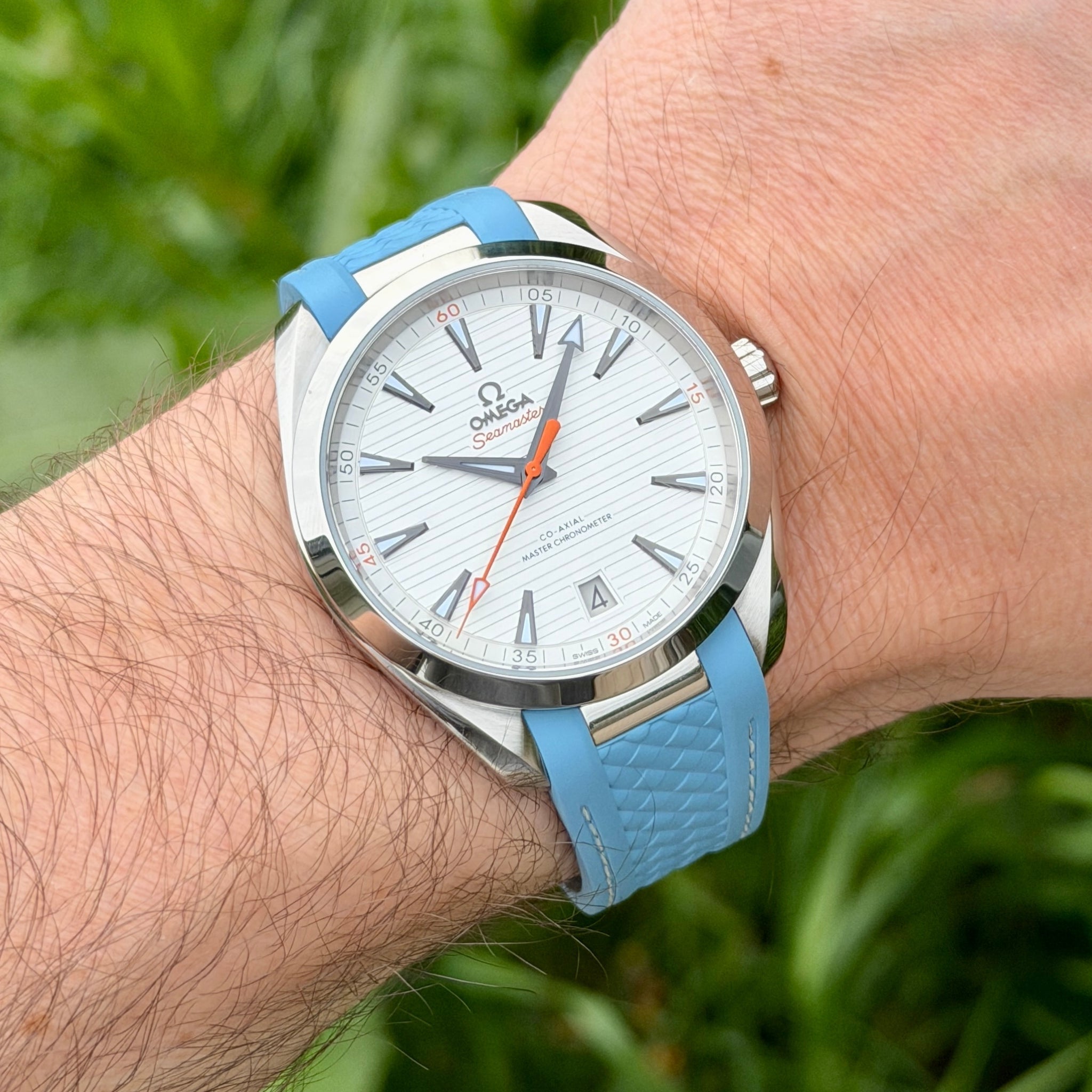 Rubber Strap - For Omega Seamaster Aqua Terra 300 / 150m - Light Blue - Helvetus