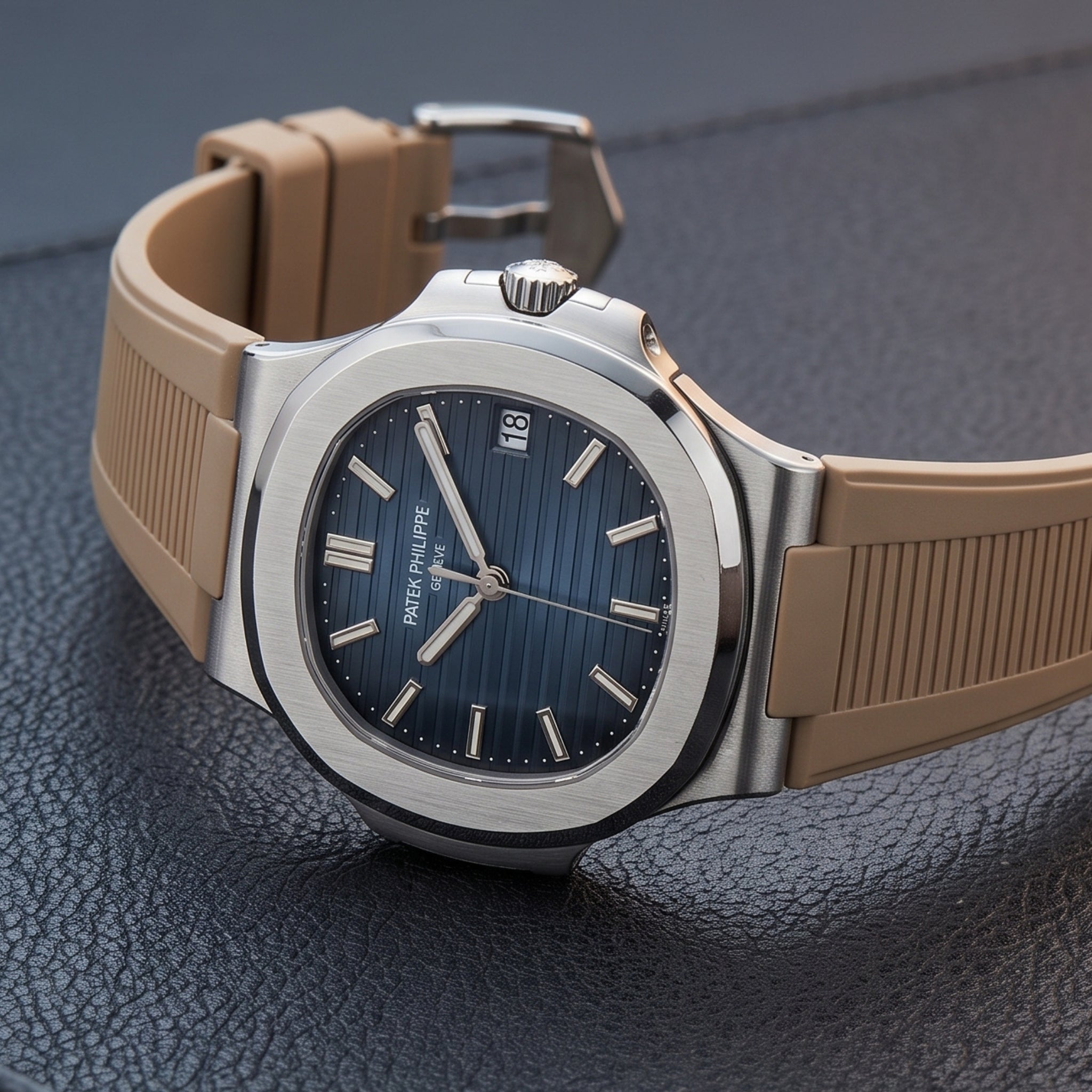 Rubber Strap - For Patek Philippe Nautilus - Beige - Helvetus
