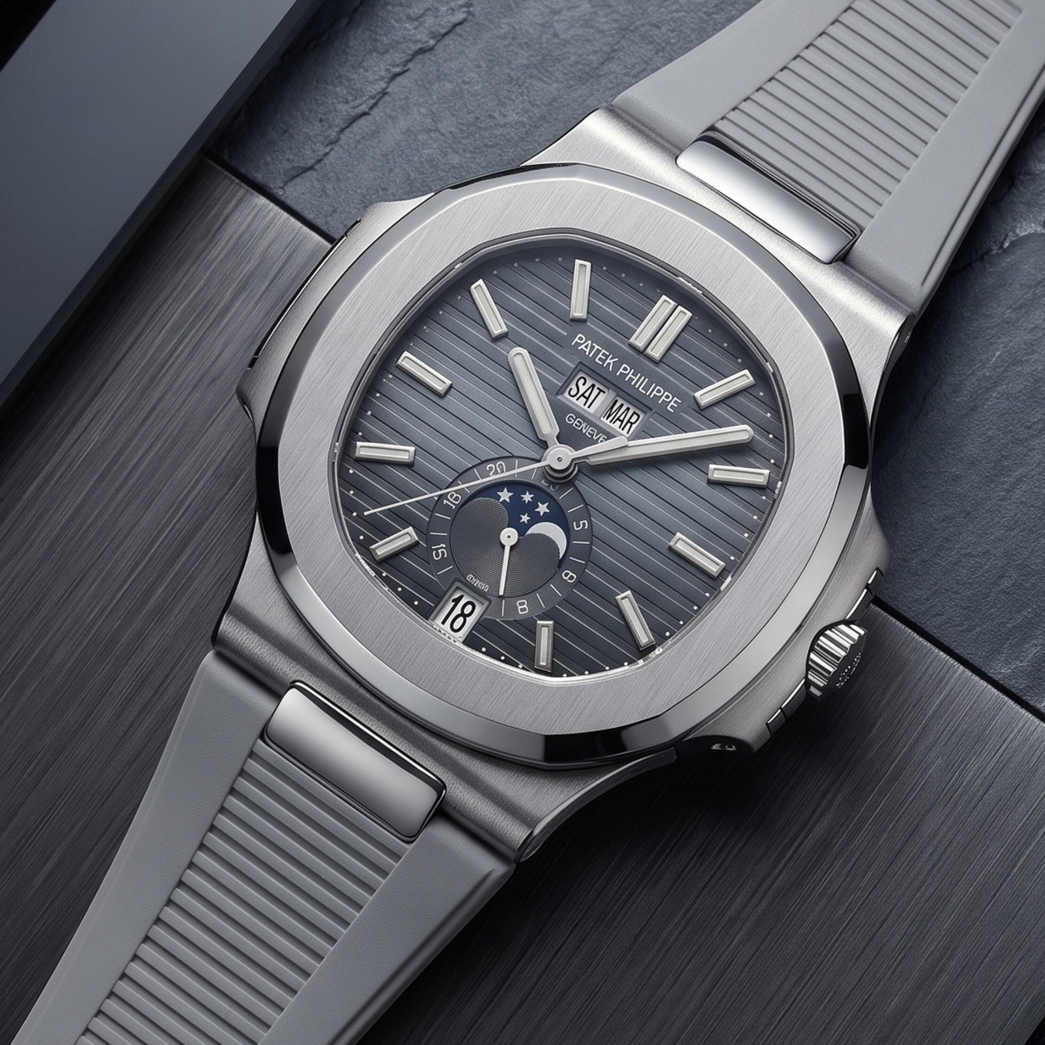 Rubber Strap - For Patek Philippe Nautilus - Grey - Helvetus