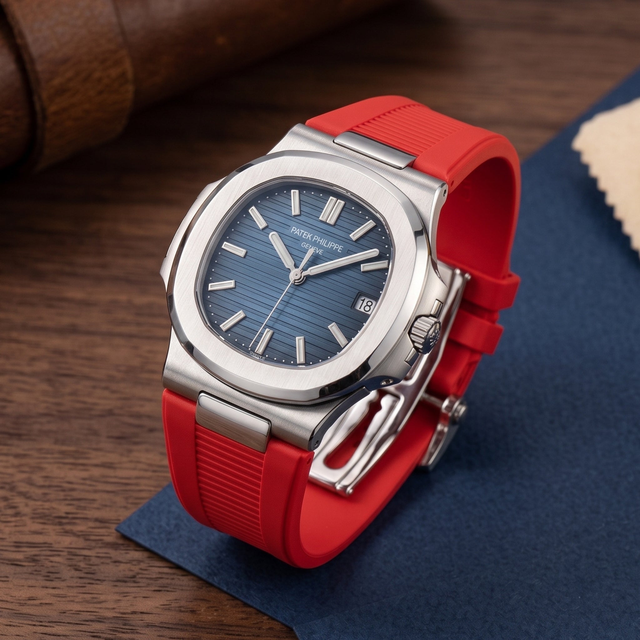 Rubber Strap - For Patek Philippe Nautilus - Red - Helvetus