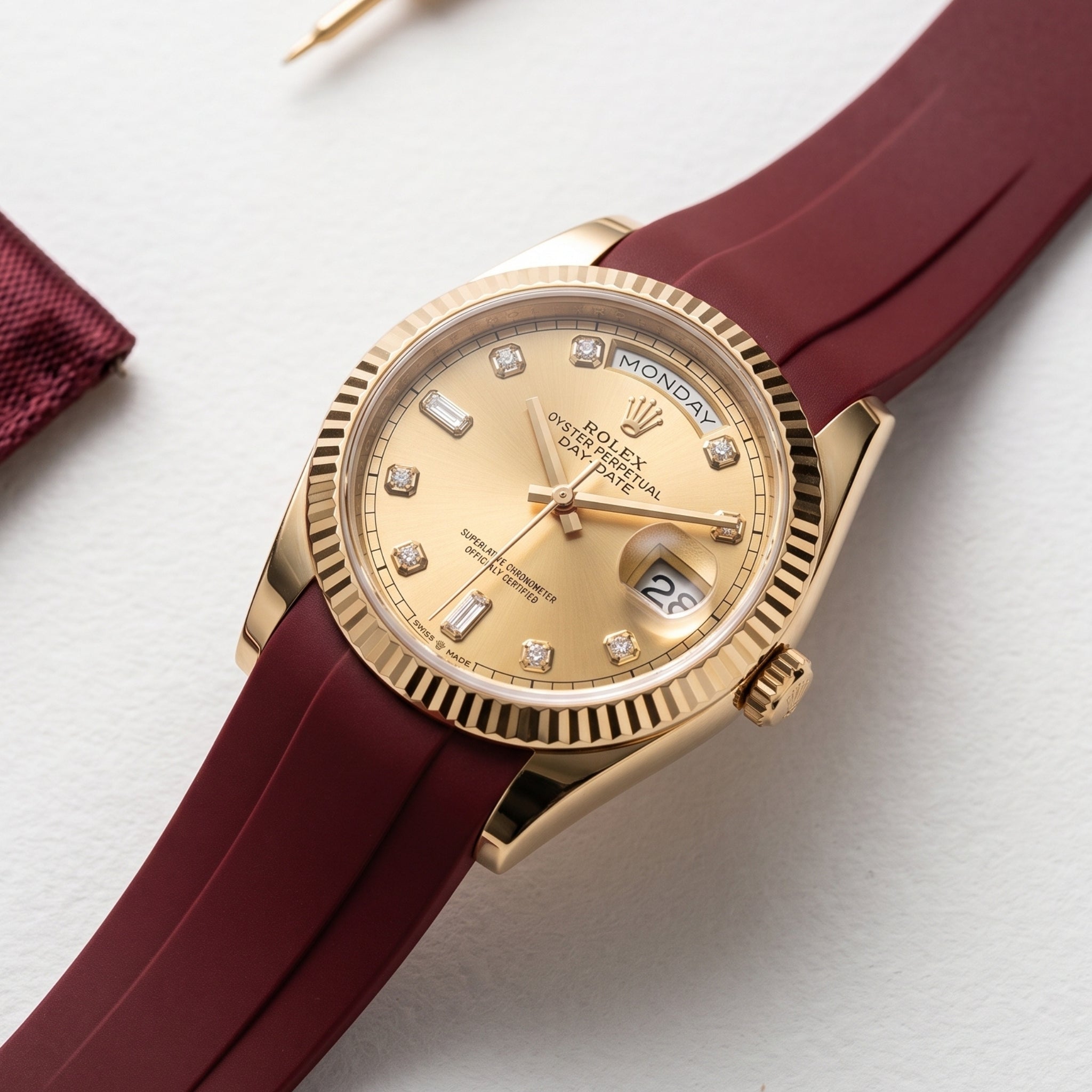 Rubber Strap - For Rolex Day-Date 40 - Bordeaux - Helvetus